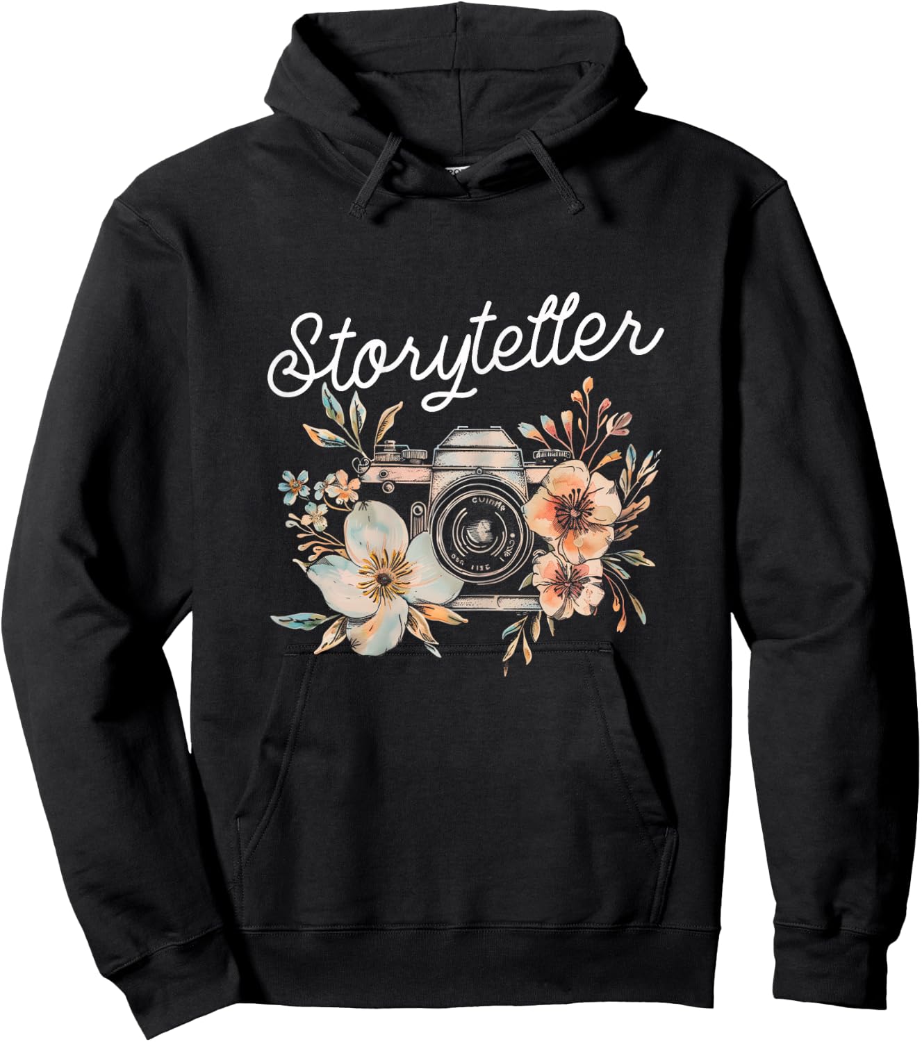 Photographer Storyteller Vintage Camera Flowers Photography Hoodie - Hoodie | Black
