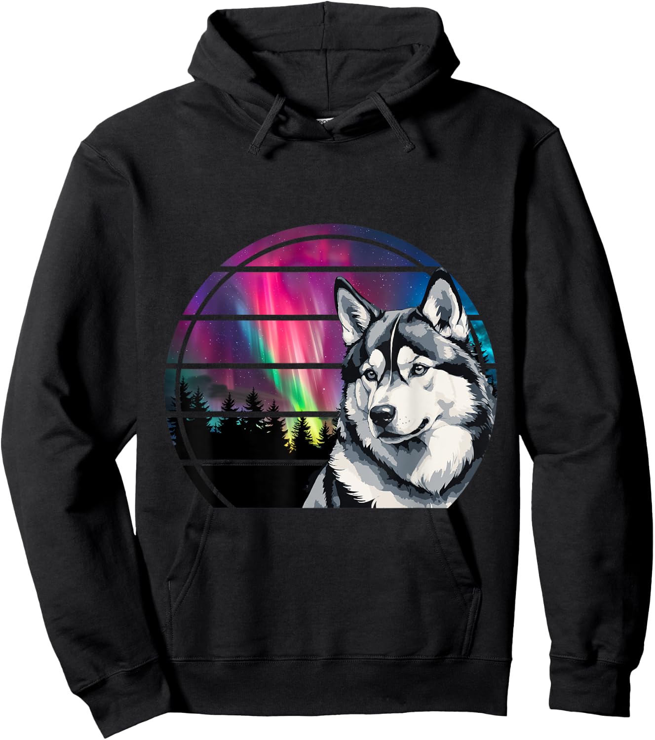 Siberian Husky Mom Alaskan Dog Northern Lights Alaska Husky Women Girls Kids Hoodie - Hoodie | Black