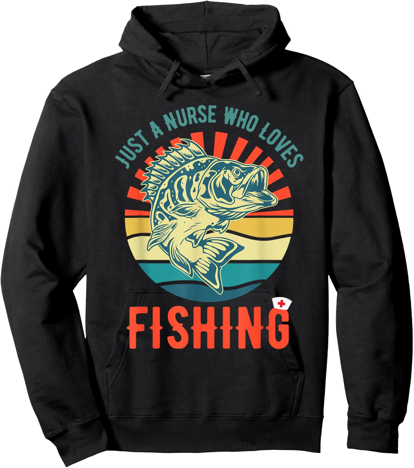 Just a Nurse Who Loves Fishing Retro Fisherman Gifts Hoodie - Hoodie | Black