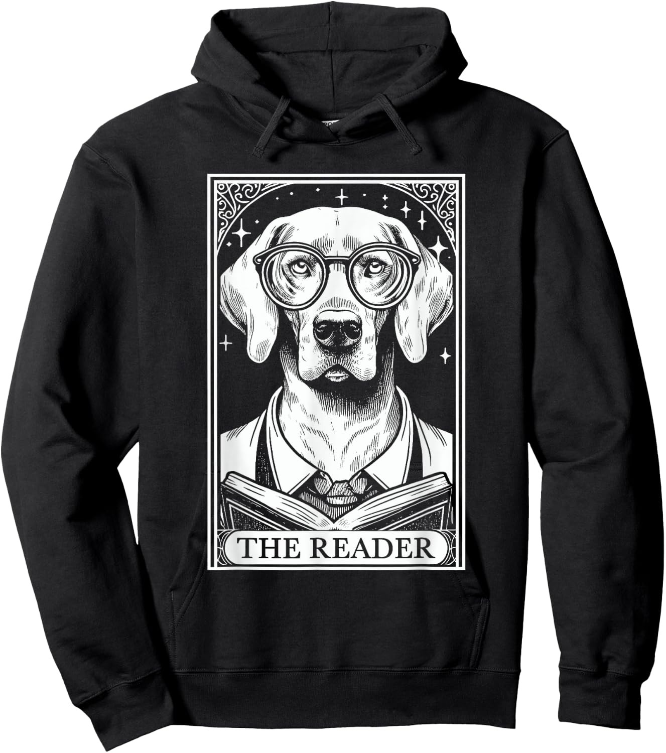Tarot Card Vintage Weimaraner Dog Book Lover The Reader Hoodie - Hoodie | Black