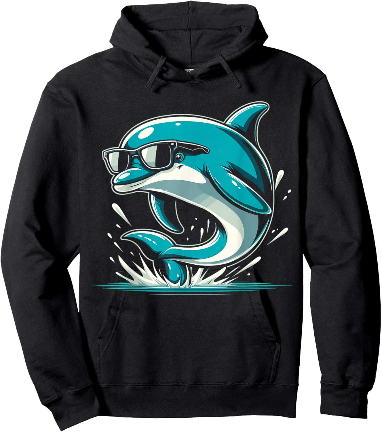 Cool Dolphin With Sunglasses Dolphin Lover Funny Dolphin Hoodie - Hoodie | Black