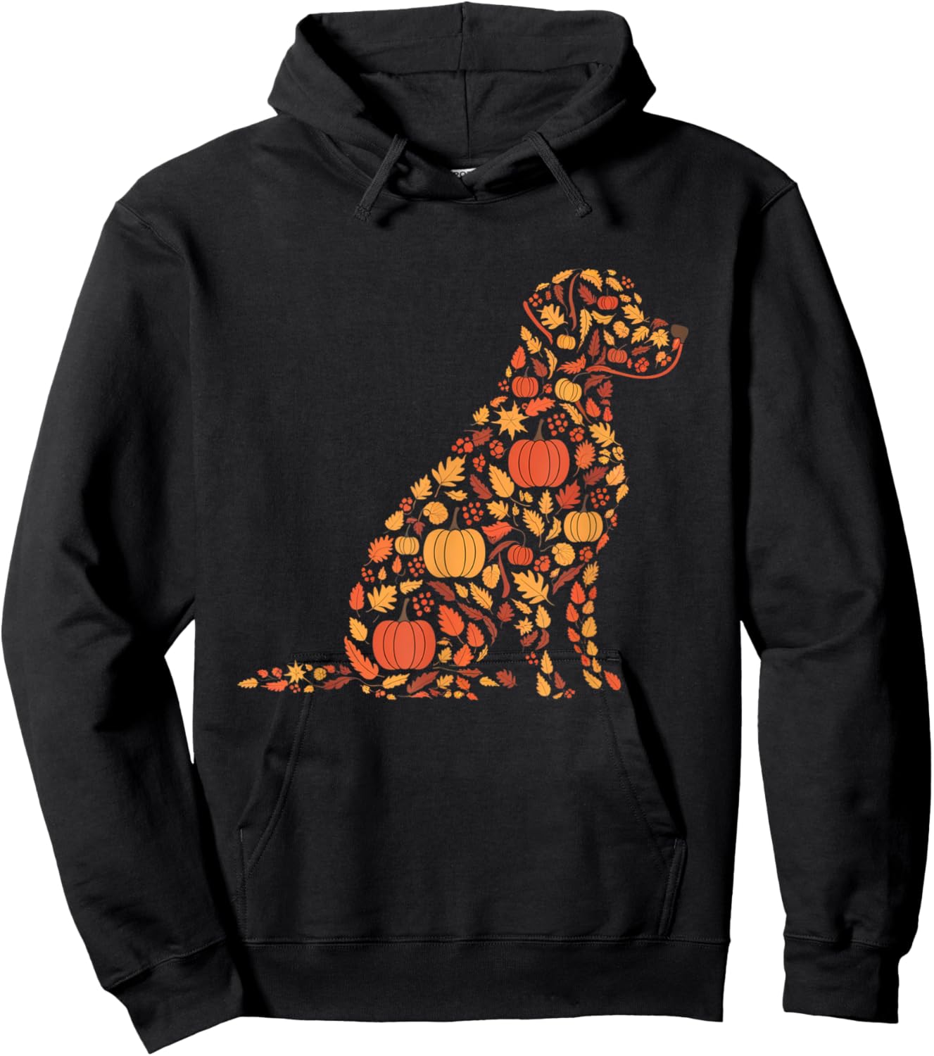 Labrador Retriever Fall Dog Autumn Leaves Thanksgiving Hoodie - Hoodie | Black
