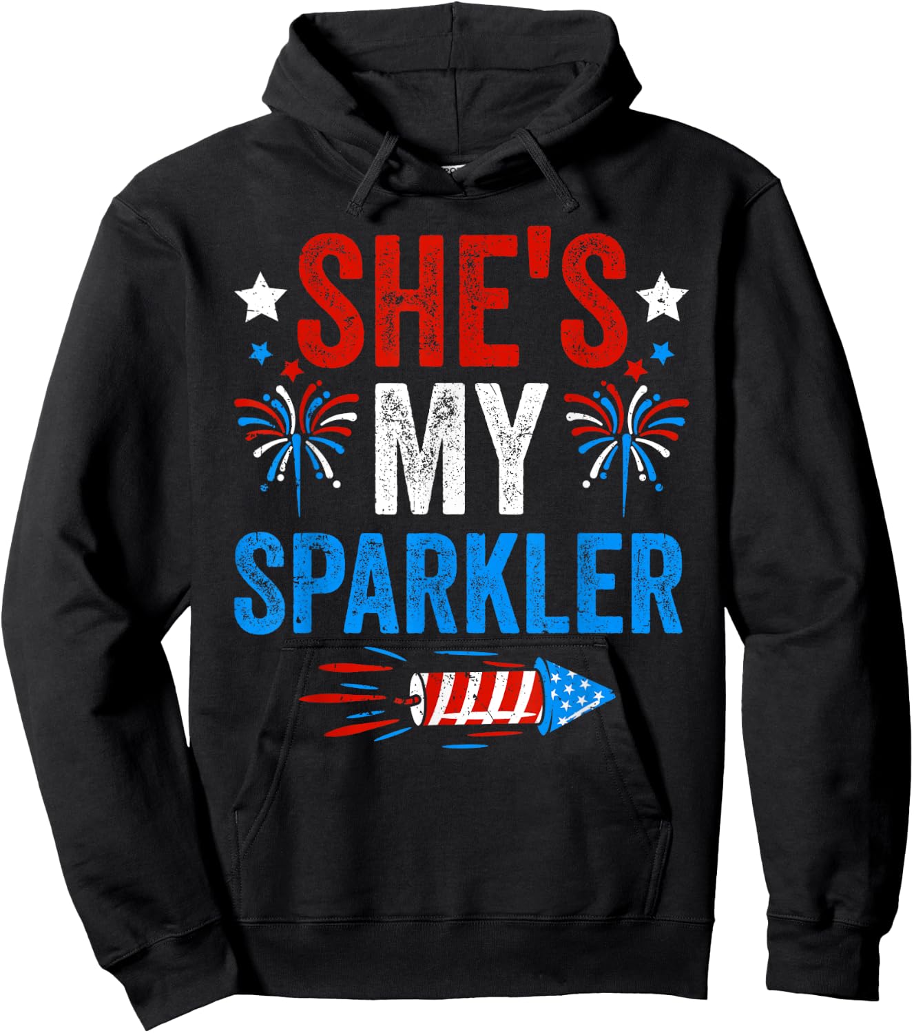 She's My Sparkler His And Hers 4th of July Matching Couples Hoodie - Hoodie | Black