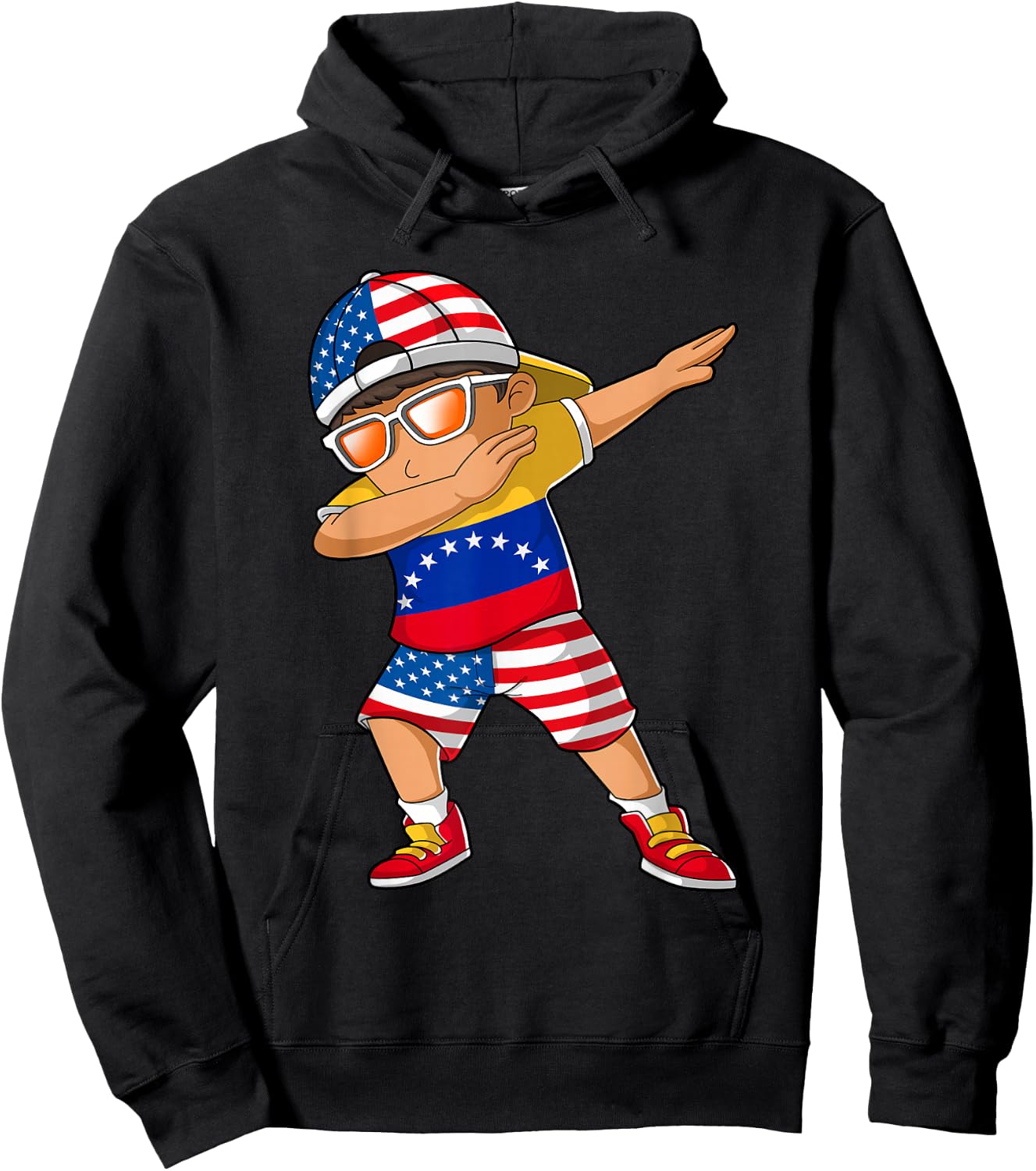 Half American Half Venezuelan Boy Kid Venezuela Flag Hoodie - Hoodie | Black