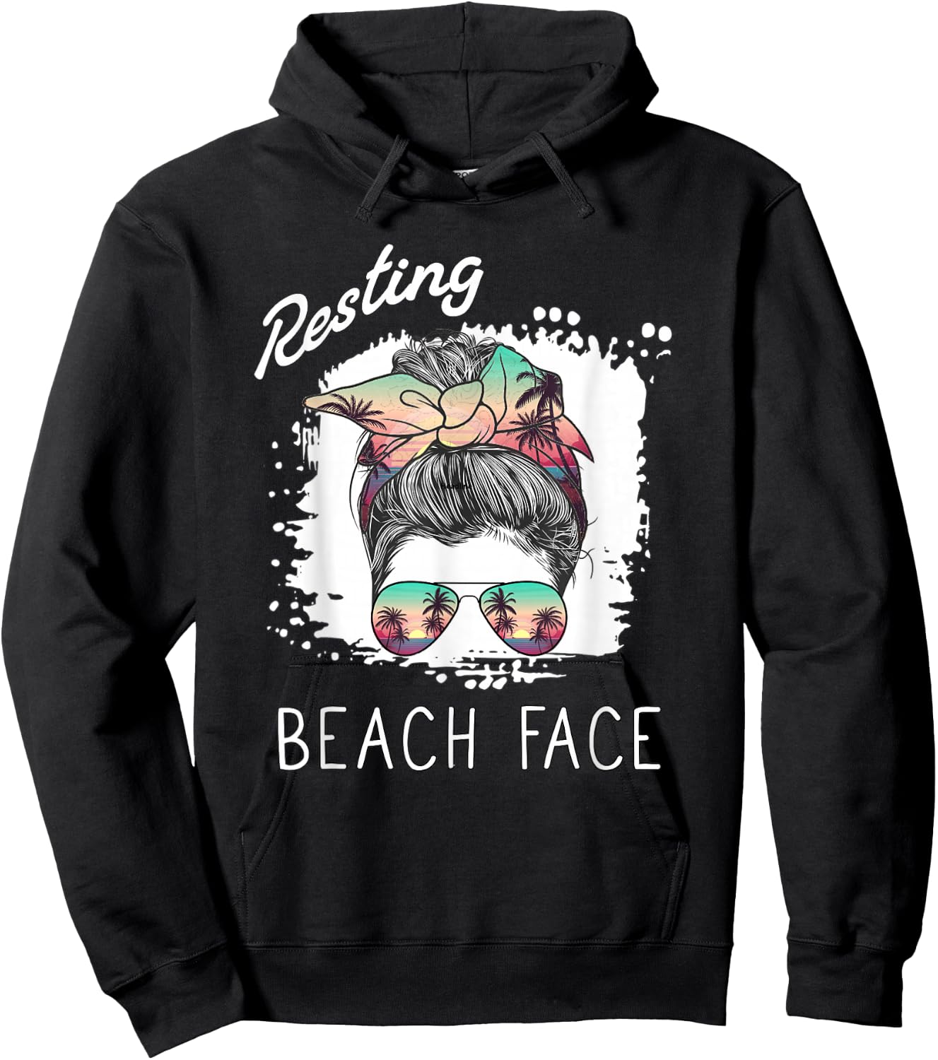 Resting Beach Face Funny Retro Beach Vacation Hoodie - Hoodie | Black