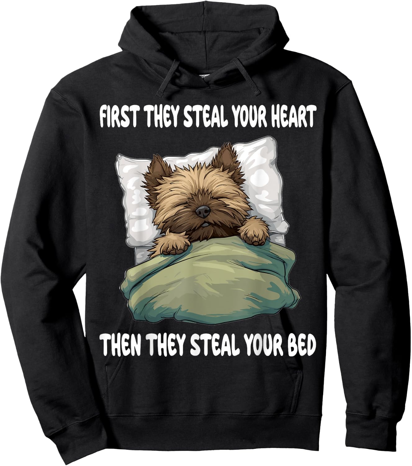 Cairn Terrier Sleeping Pajamas Nightgown Hoodie - Hoodie | Black
