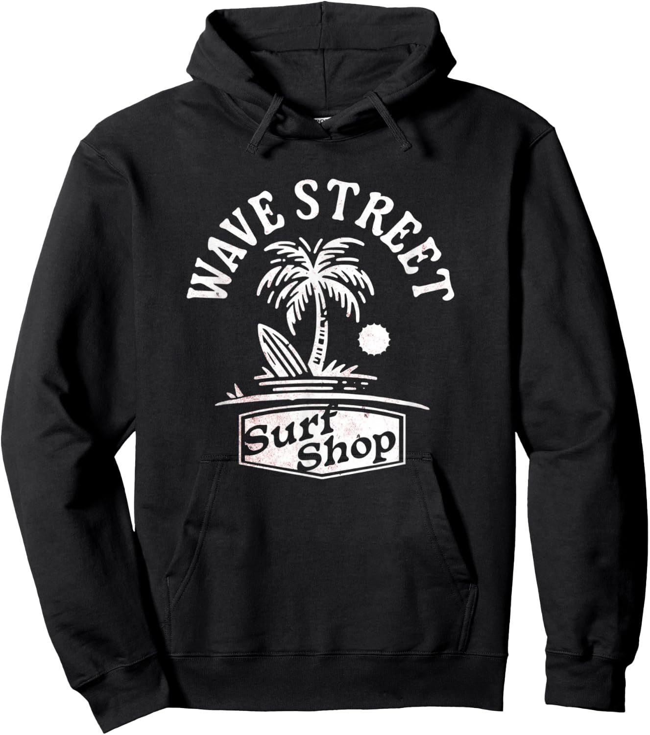 Wave Street Surf Vintage Retro Beach Bum Summertime Graphic Women Kids Hoodie - Hoodie | Black