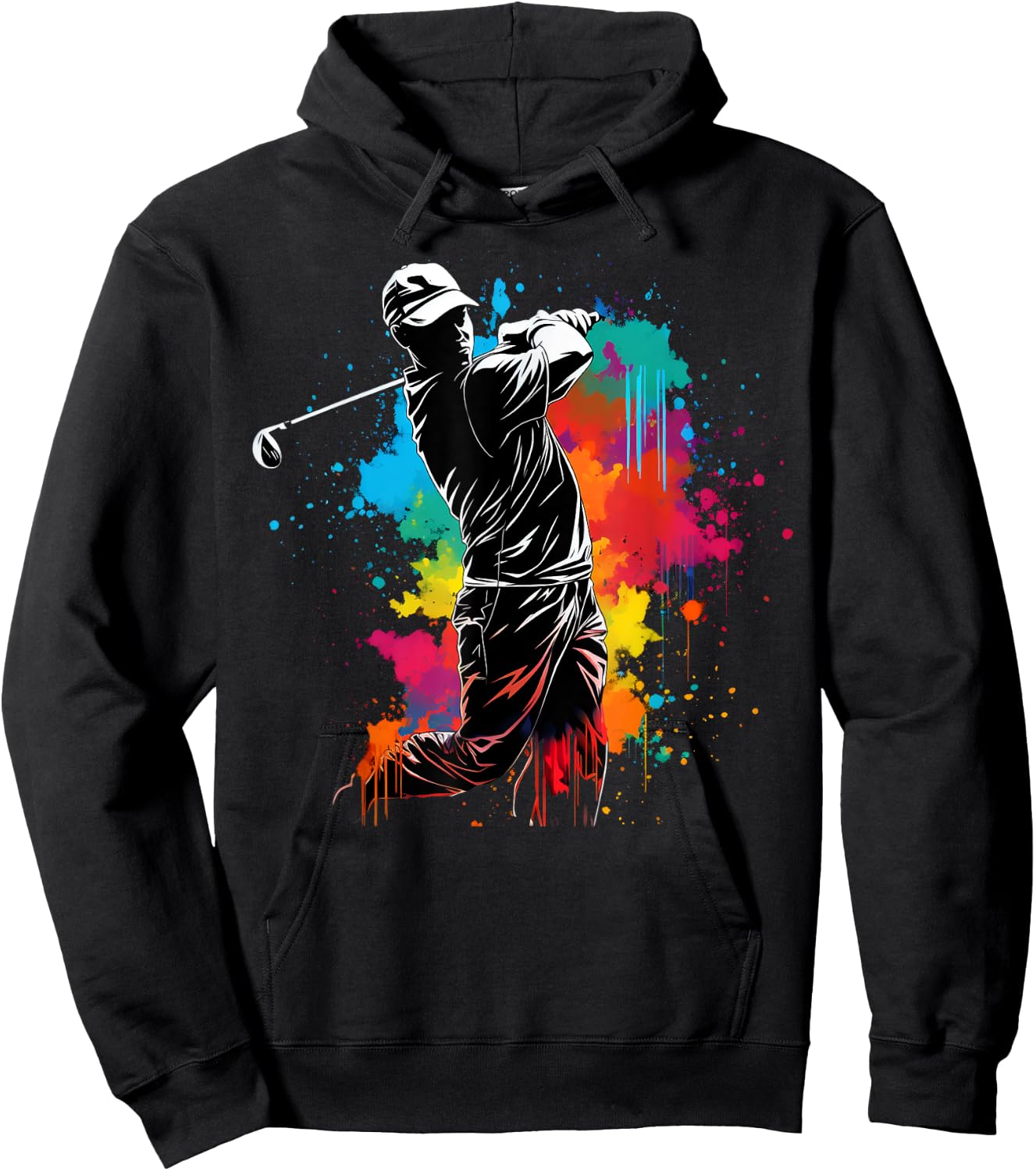 Colorful Golfer Boy on Golf Hoodie - Hoodie | Black