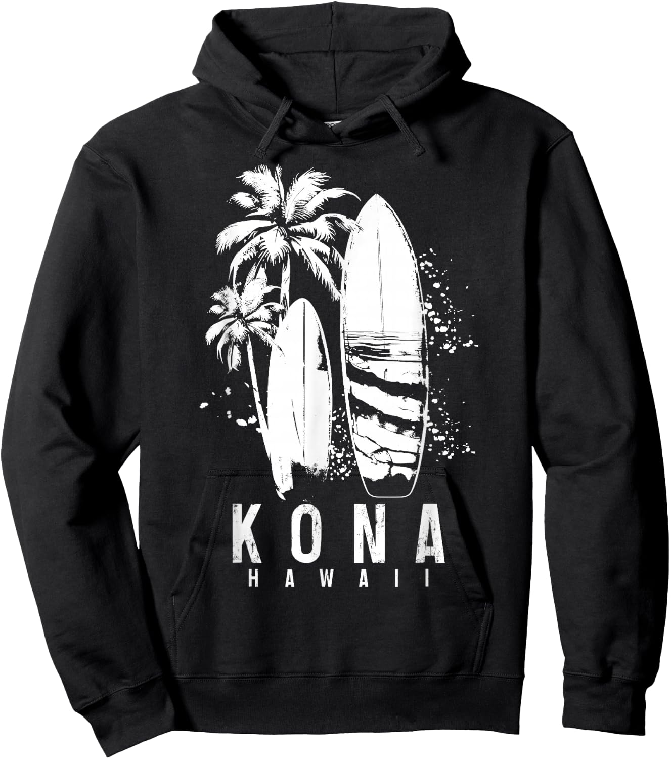 Kona Hawaii Hawaiian Surf Vintage Surfing Surfer Hoodie - Hoodie | Black