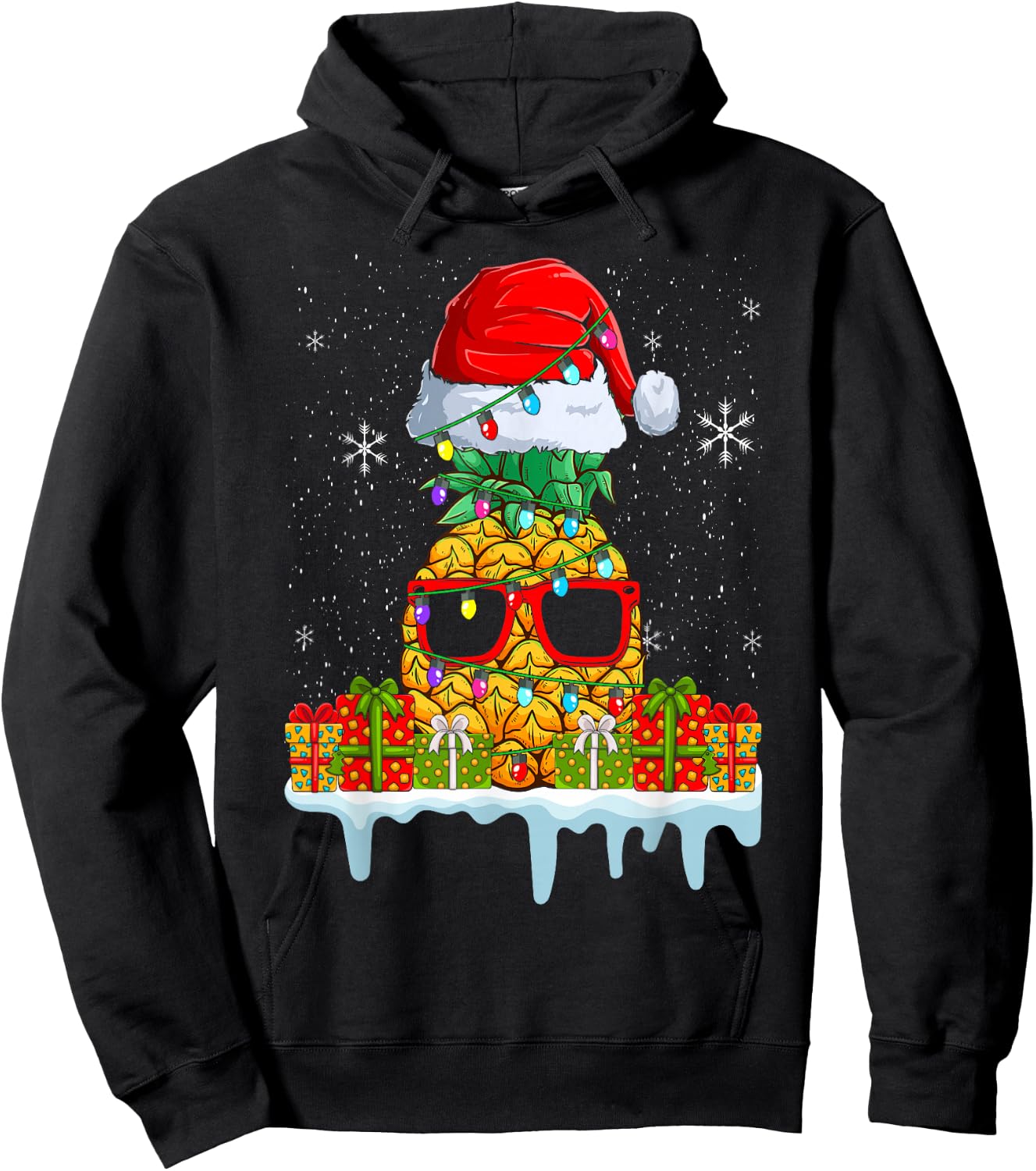 Tropical Funny Christmas Pineapple Hoodie - Hoodie | Black