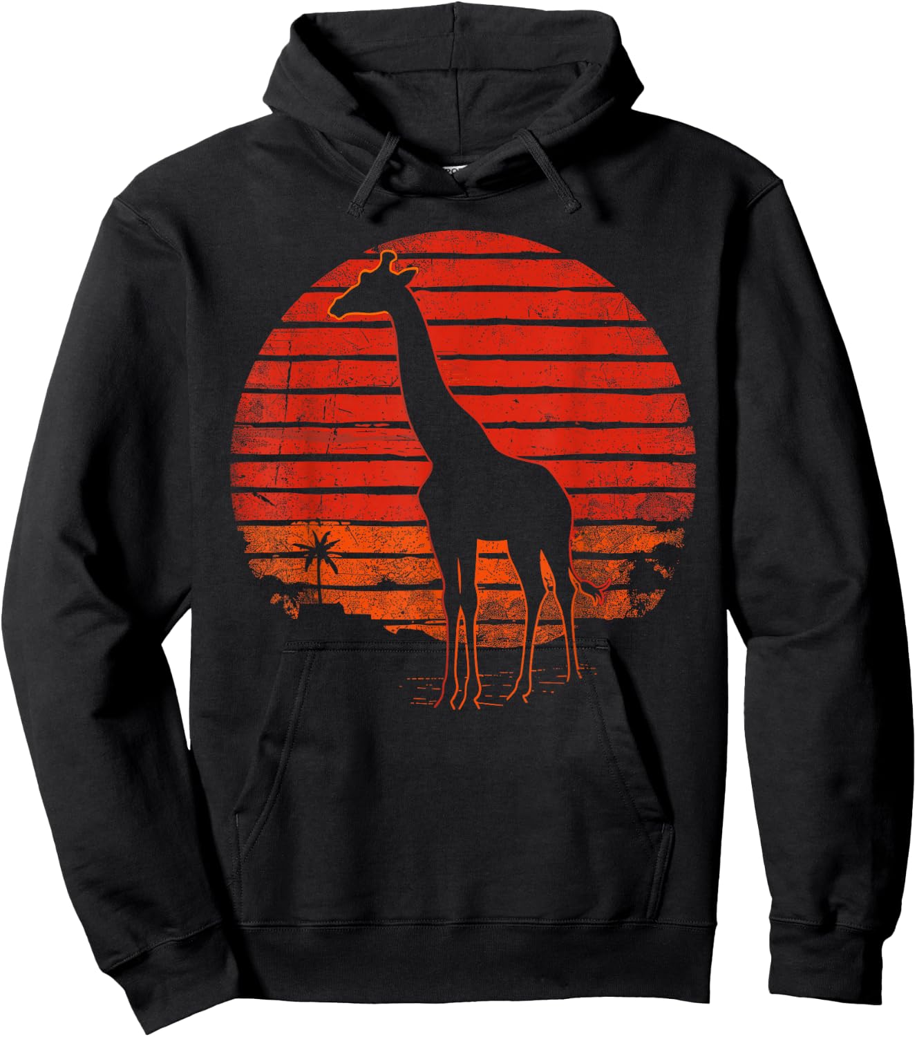 Vintage Giraffe 80s Funny Giraffe Lover Wild Animals Lover Hoodie - Hoodie | Black