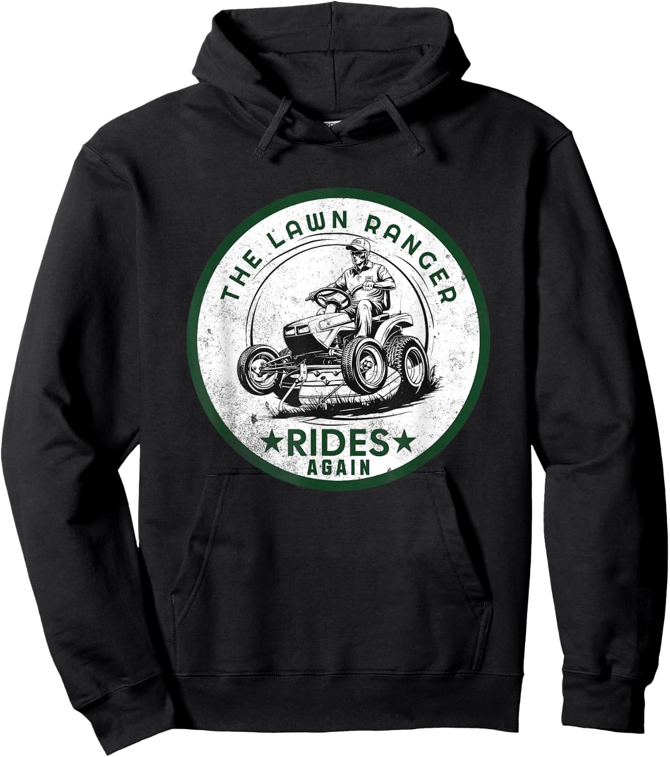 The Lawn Ranger Rides Again Landscaping Lawn Mowing Hoodie - Hoodie | Black