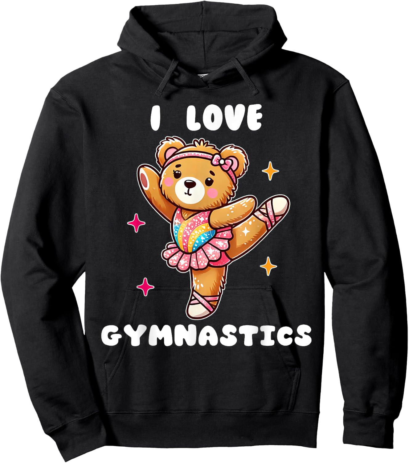 I Love Gymnastic Teddy Bear Gymnastics Cute Tiny Gymnast Hoodie - Hoodie | Black