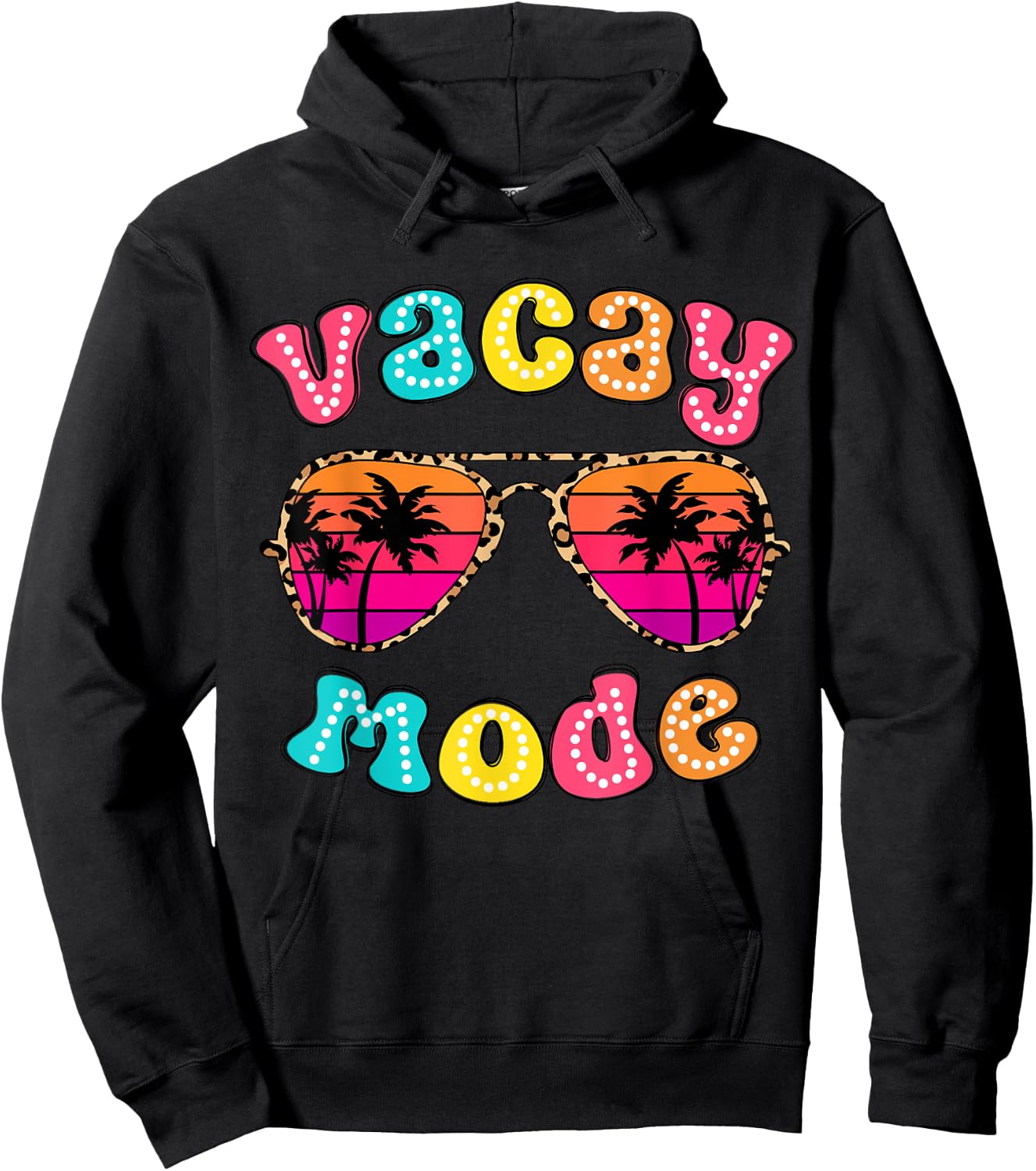 Vacay Mode Summer Vibes Sunglasses Retro Cute Girl Women Kid Hoodie - Hoodie | Black