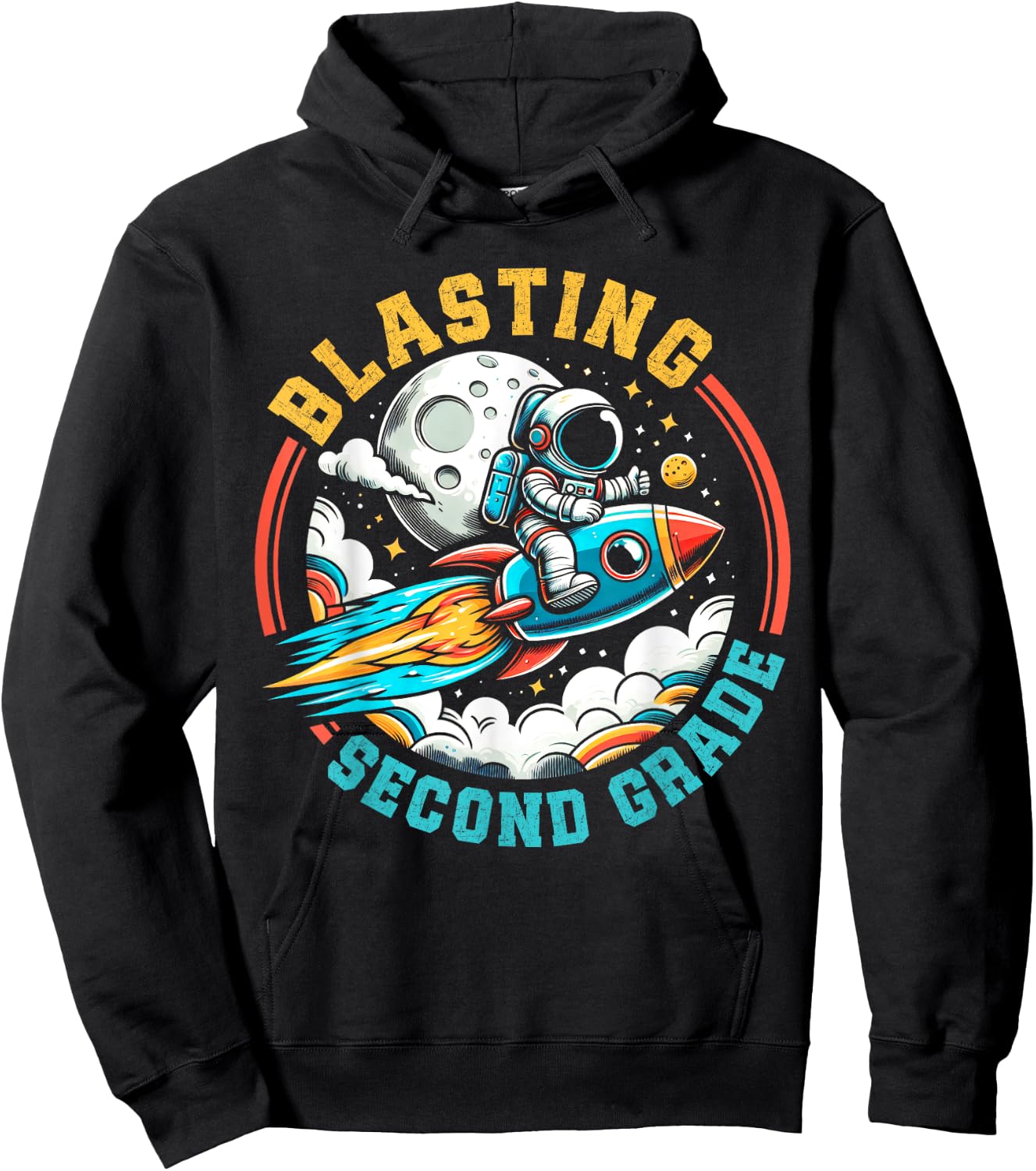 Blasting into Second Grade Astronaut Rocket Back to School Hoodie - Hoodie | Black