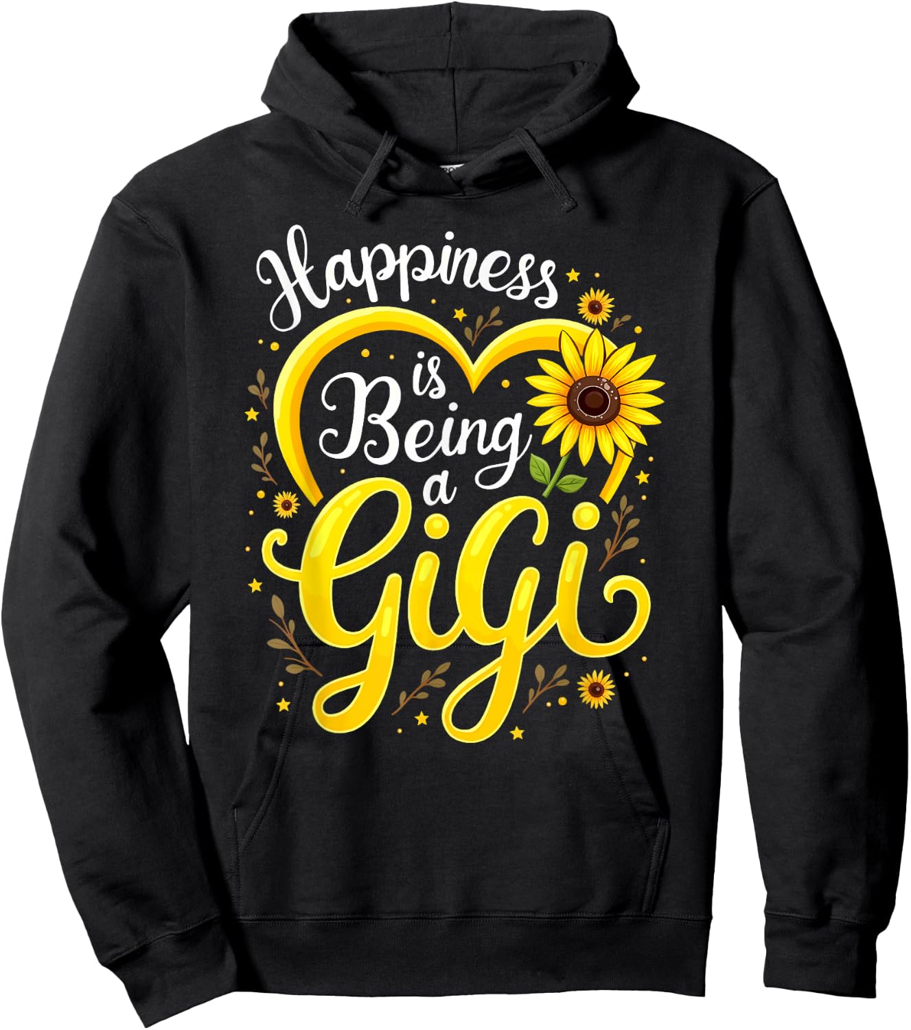 Happiness Is Being A Gigi Sunflower Grandma Hoodie - Hoodie | Black