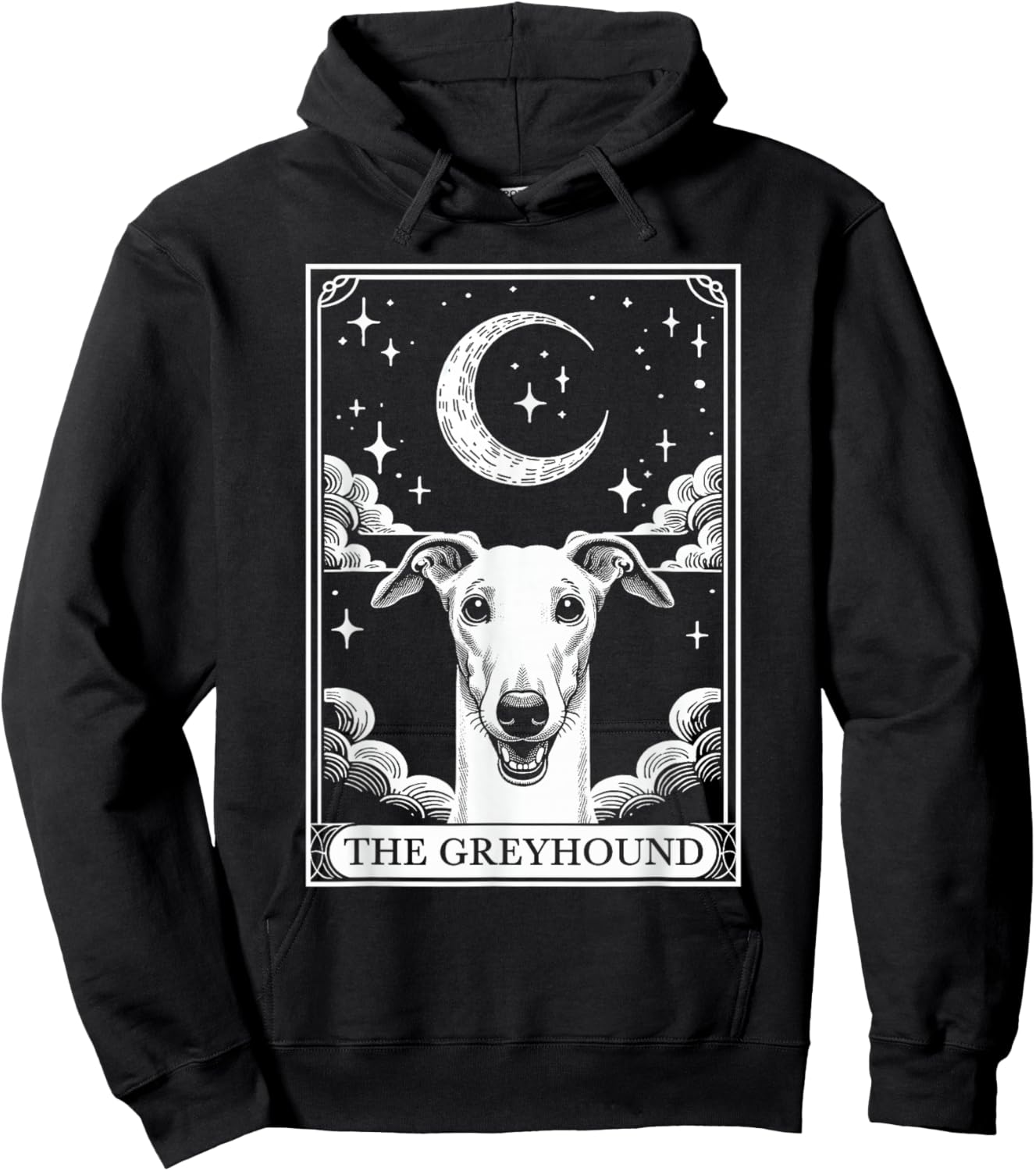Tarot Card Vintage Crescent Moon Greyhound Dog Mom Women Kids Hoodie - Hoodie | Black