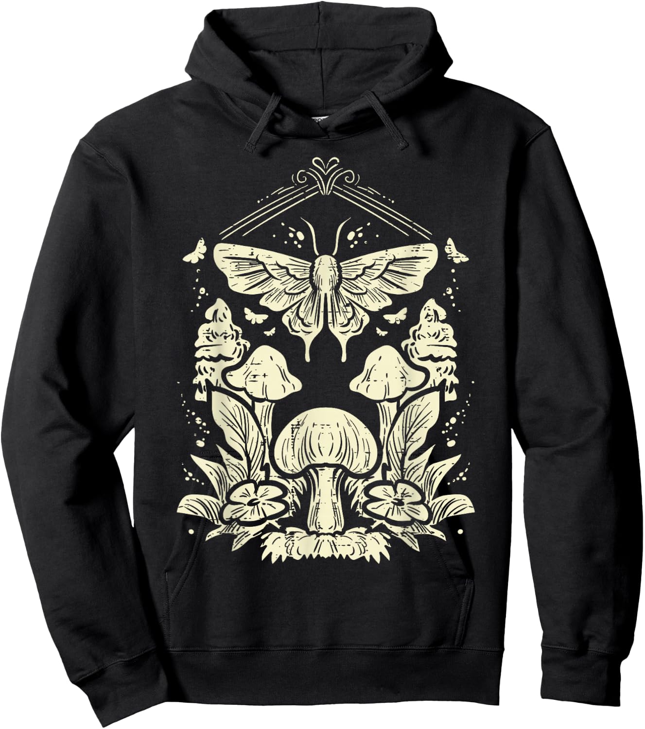 Moth Mushrooms Fairycore Fairy Grunge Nature Women Girls Kid Hoodie - Hoodie | Black