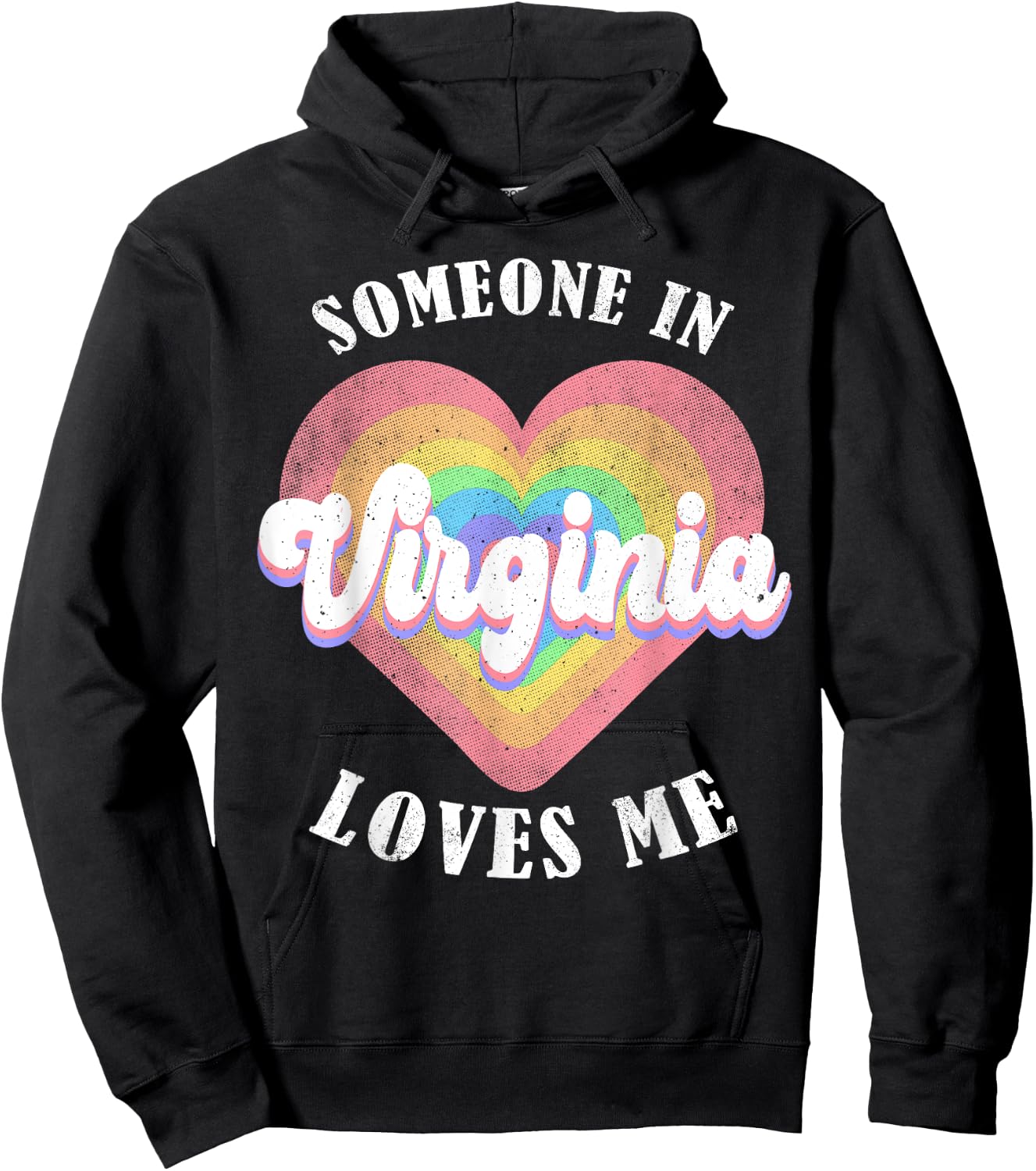 Someone In Virginia Loves Me Heart Retro Groovy Hoodie - Hoodie | Black