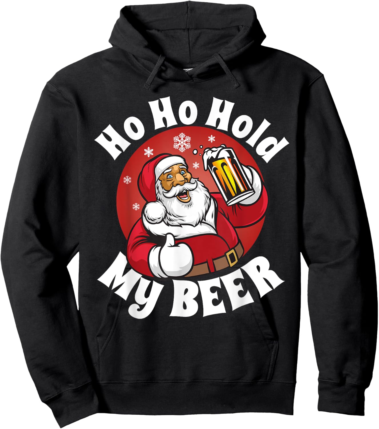 Ho Ho Hold My Beer Funny Christmas in July Party Adult Gift Hoodie - Hoodie | Black