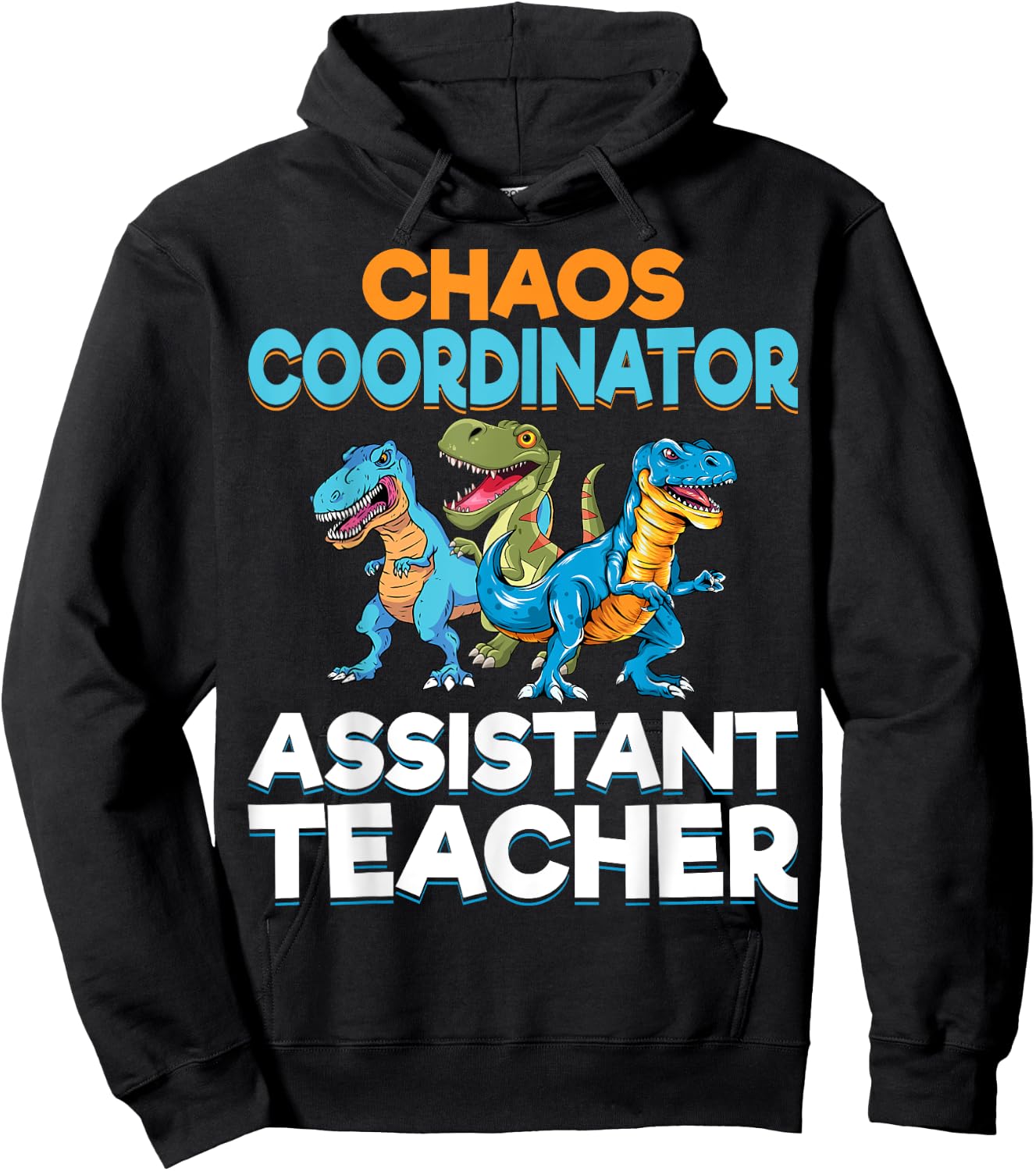 Chaos Coordinator Teacher Assistant Dinosaur Teacher Aide Women Hoodie - Hoodie | Black