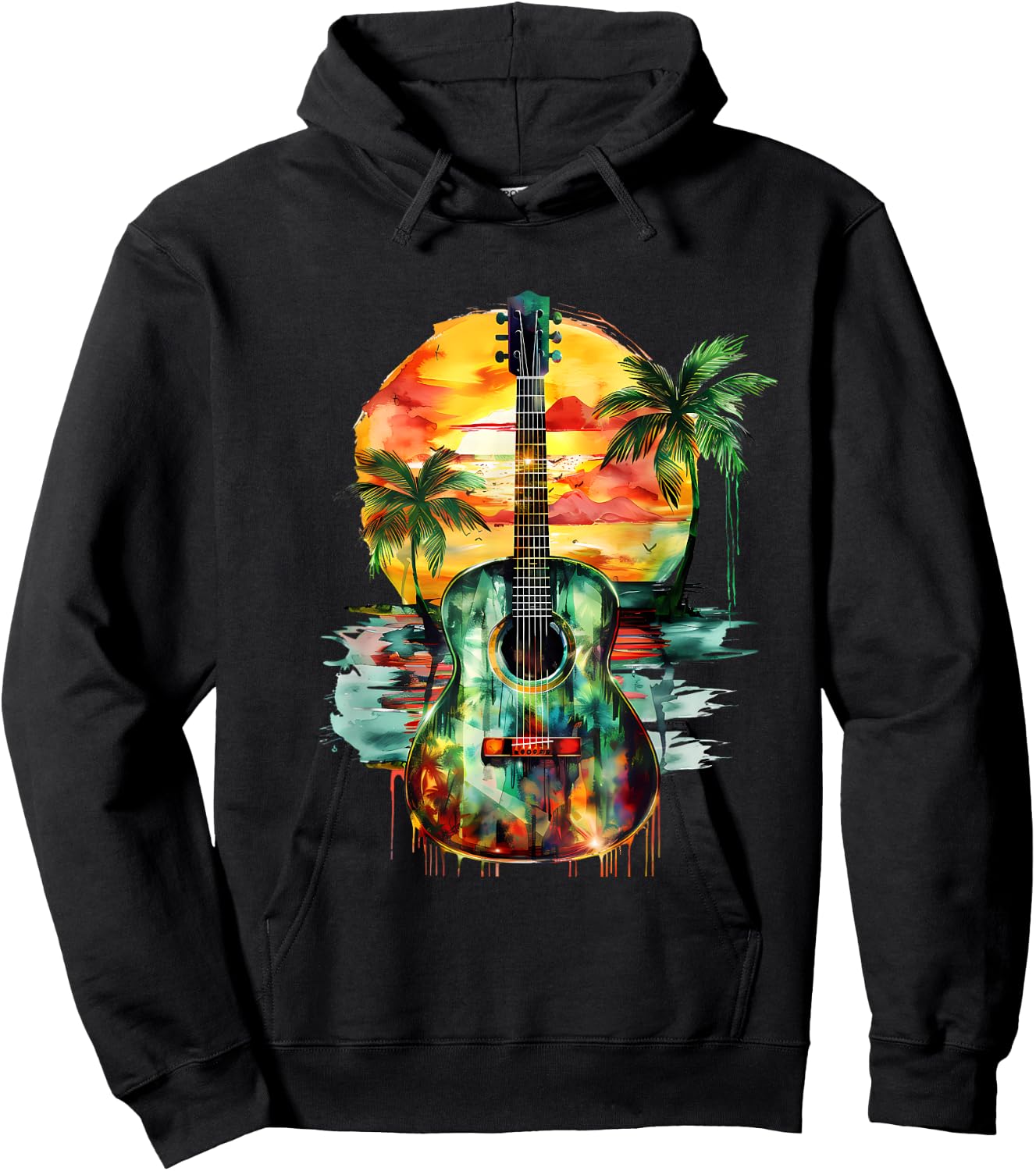 Reggae Music Guitar Rastafari Roots Rasta Reggae Music Hoodie - Hoodie | Black