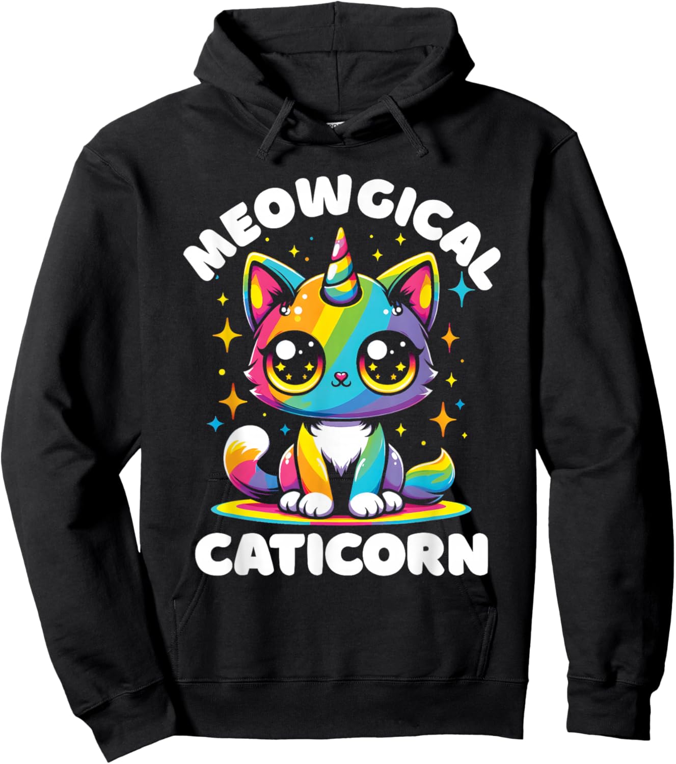 Meowgical Caticorn Cat Unicorn Rainbow Kittycorn Hoodie - Hoodie | Black