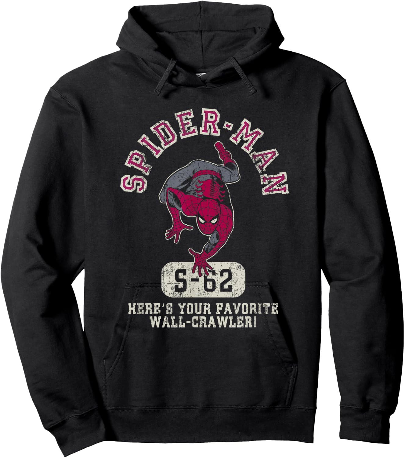 Marvel Spider-Man Your Favorite Wall-Crawler Distressed Logo Hoodie - Hoodie | Black