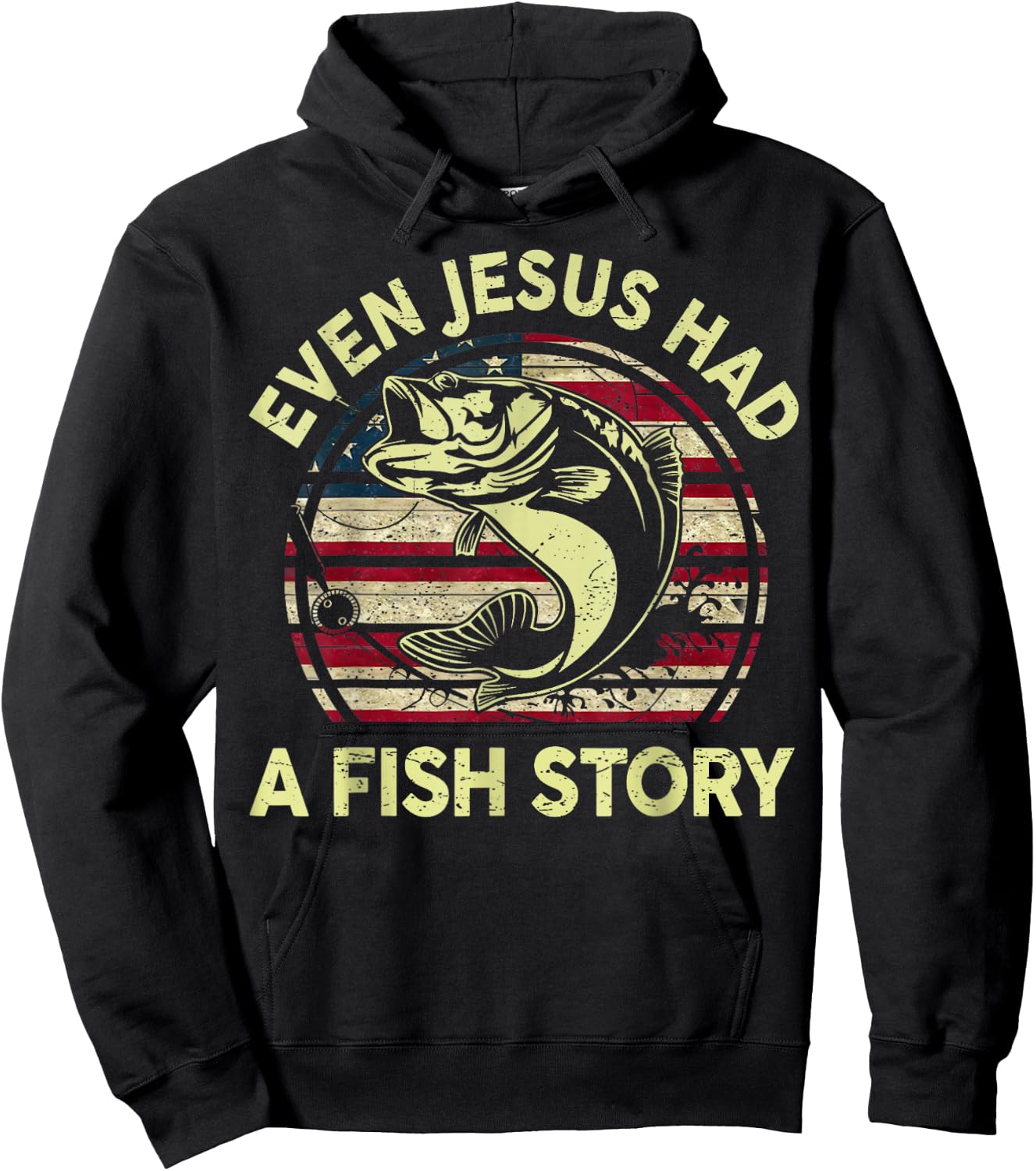 Fishing Shirt Even Jesus Had Fish Story Bass Fish Funny Dad Hoodie - Hoodie | Black