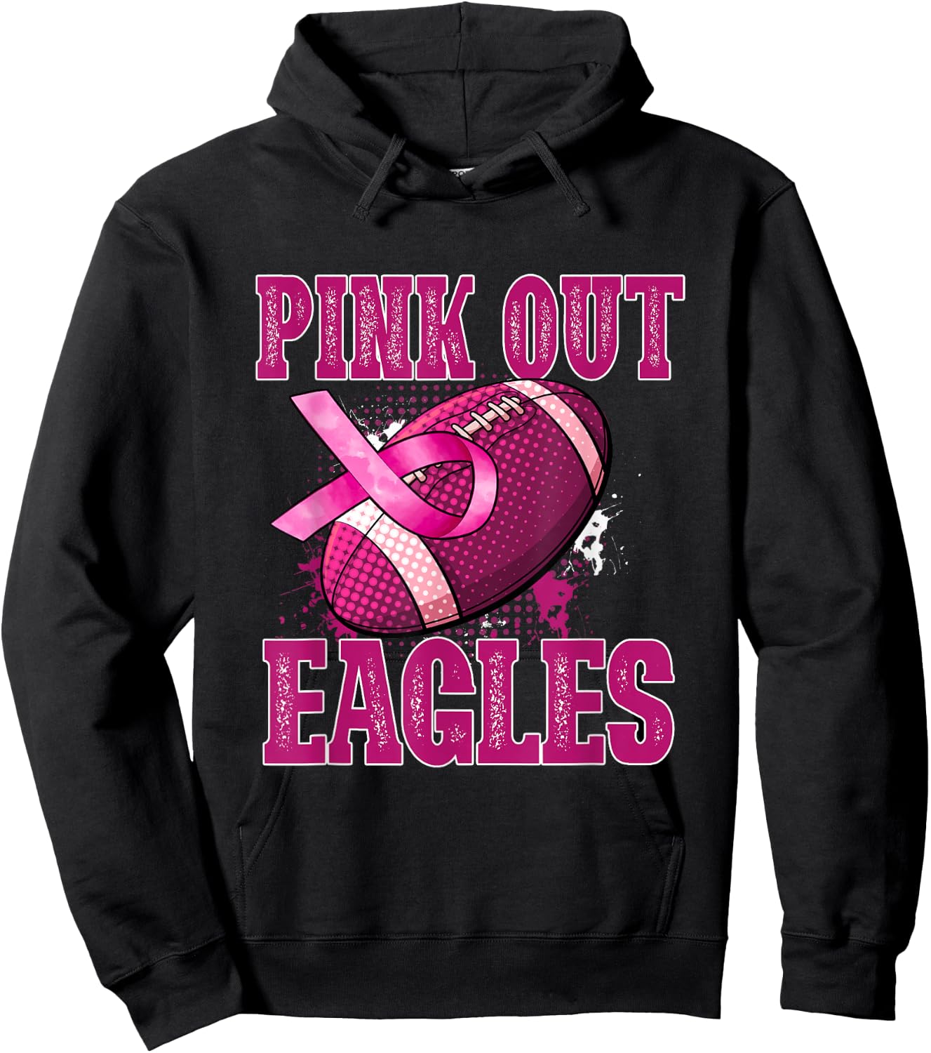 Eagles Pink Out Football Tackle Breast Cancer Hoodie - Hoodie | Black