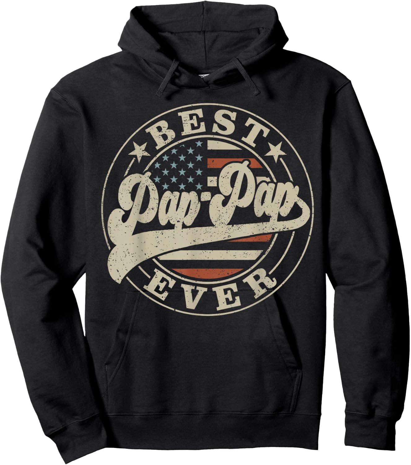 Best Pap-Pap Ever American US Flag Funny Father's Day Hoodie - Hoodie | Black