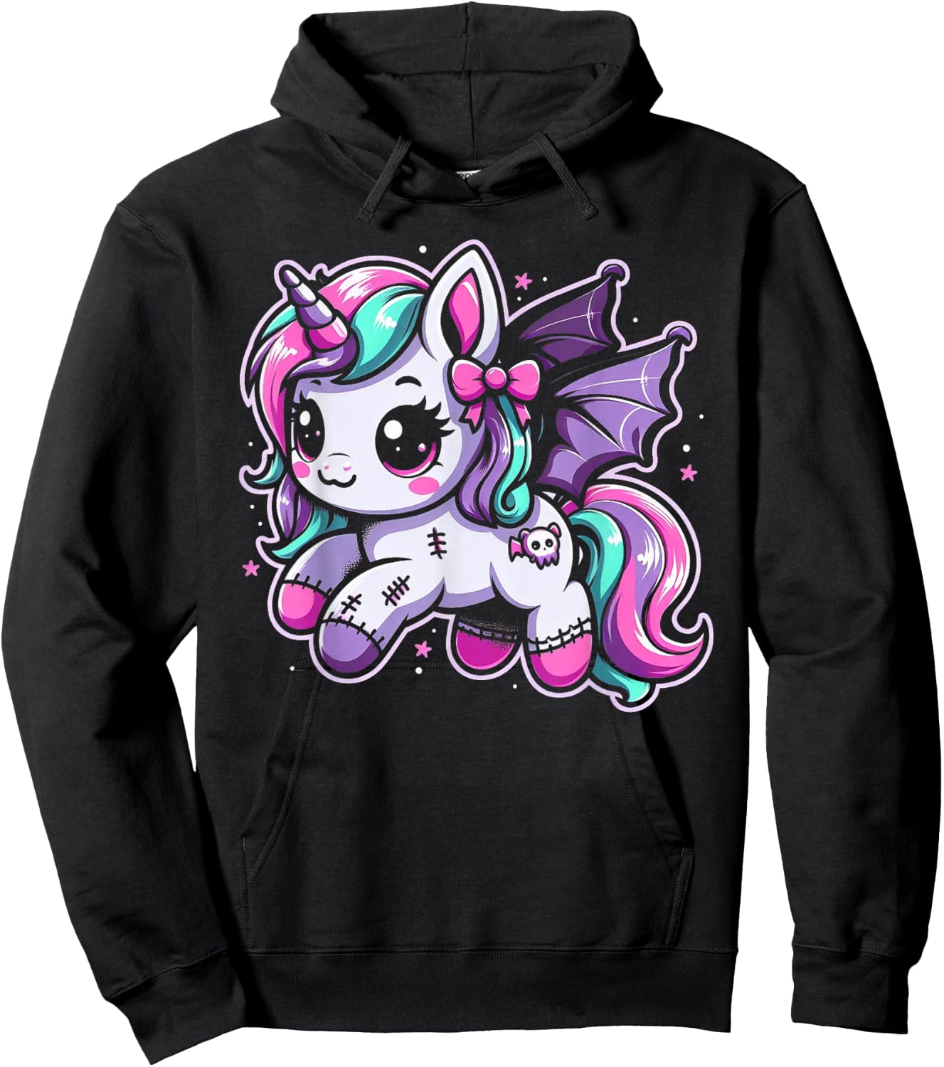 Pastel Goth Unicorn Kawaii Creepy Cute Aesthetic Art Hoodie - Hoodie | Black