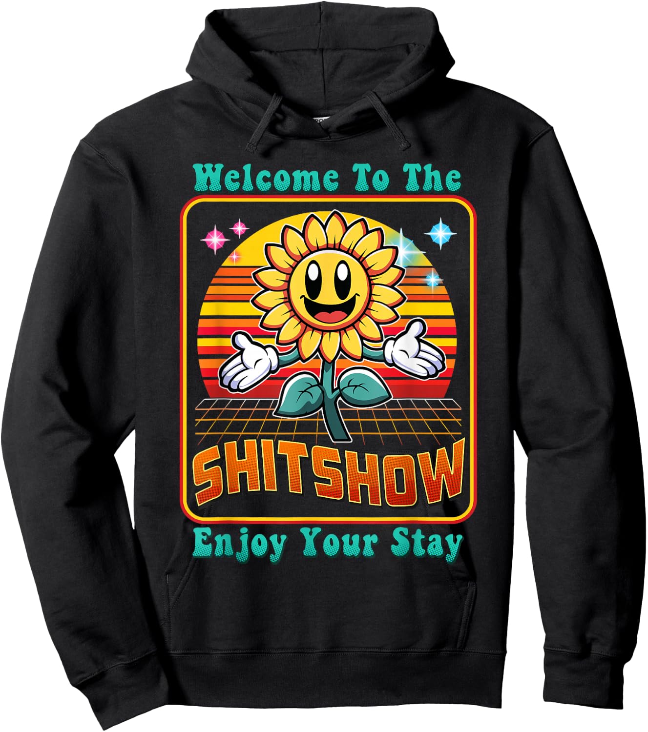 Welcome To The Shit Show Retro 60s 70s Leadership Supervisor Hoodie - Hoodie | Black