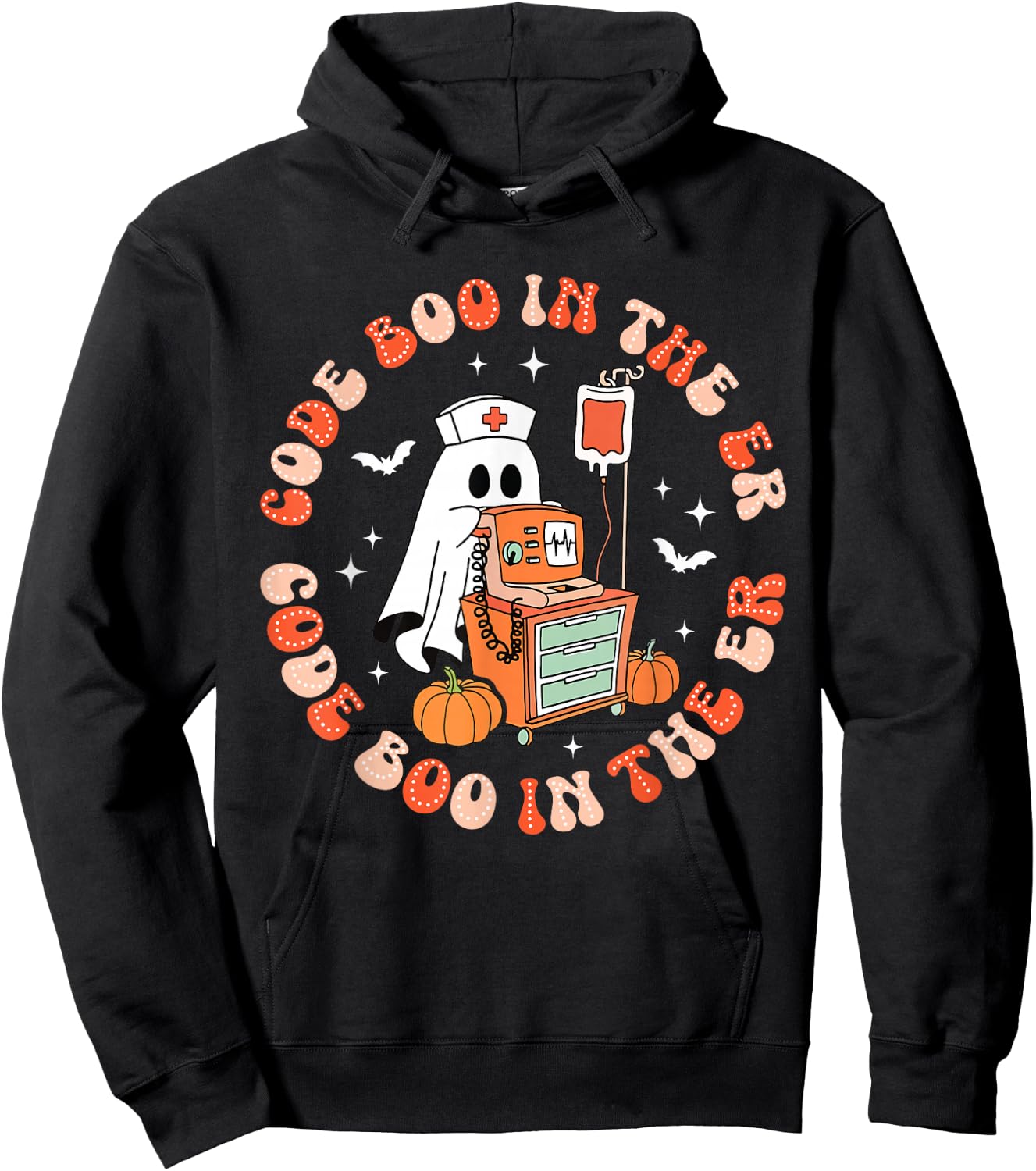 Halloween Code Boo In The ER ICU Ghost Respiratory Therapist Hoodie - Hoodie | Black