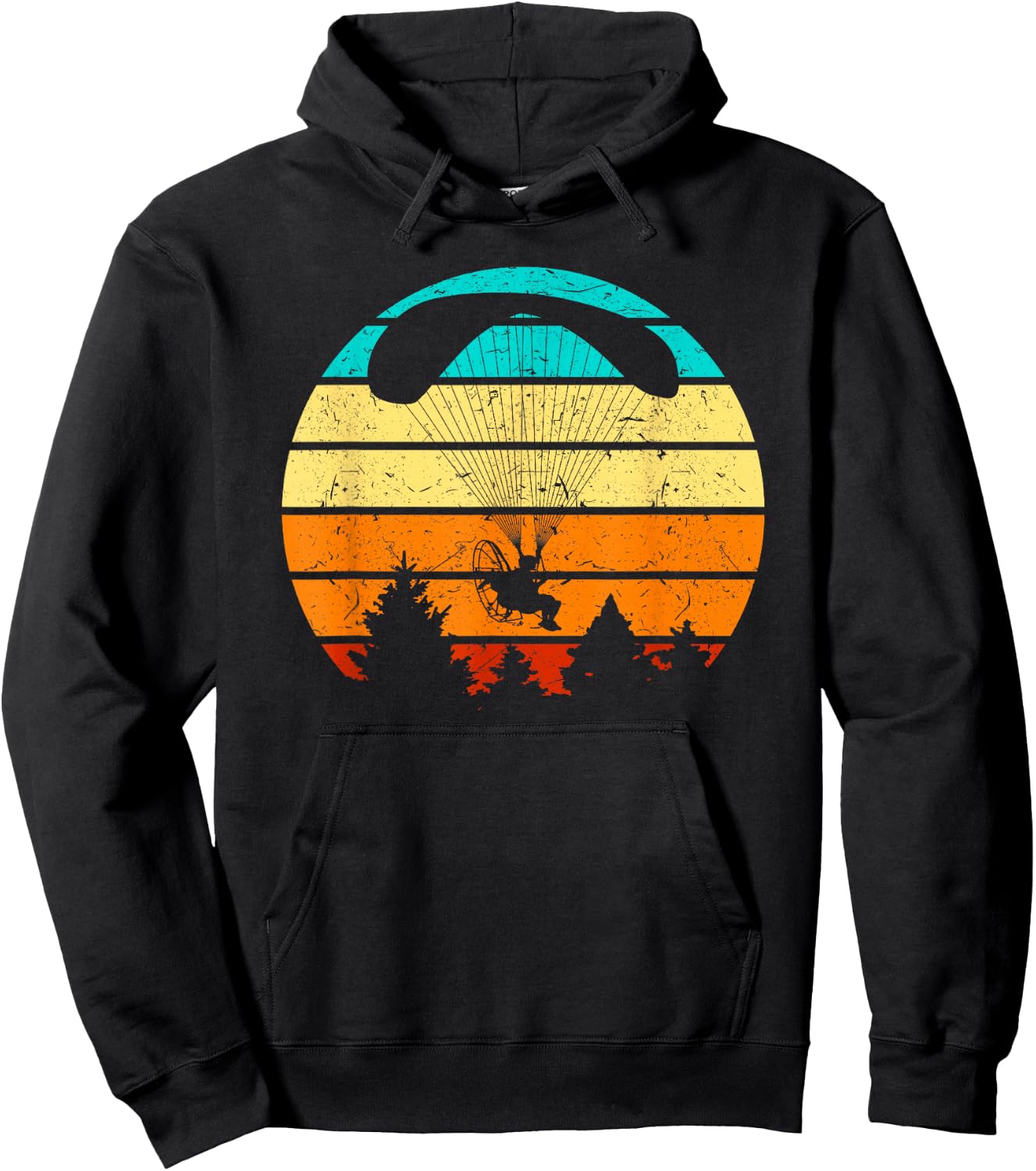 Retro Paramotor Pilot Sunset Vintage Paramotor Hoodie - Hoodie | Black