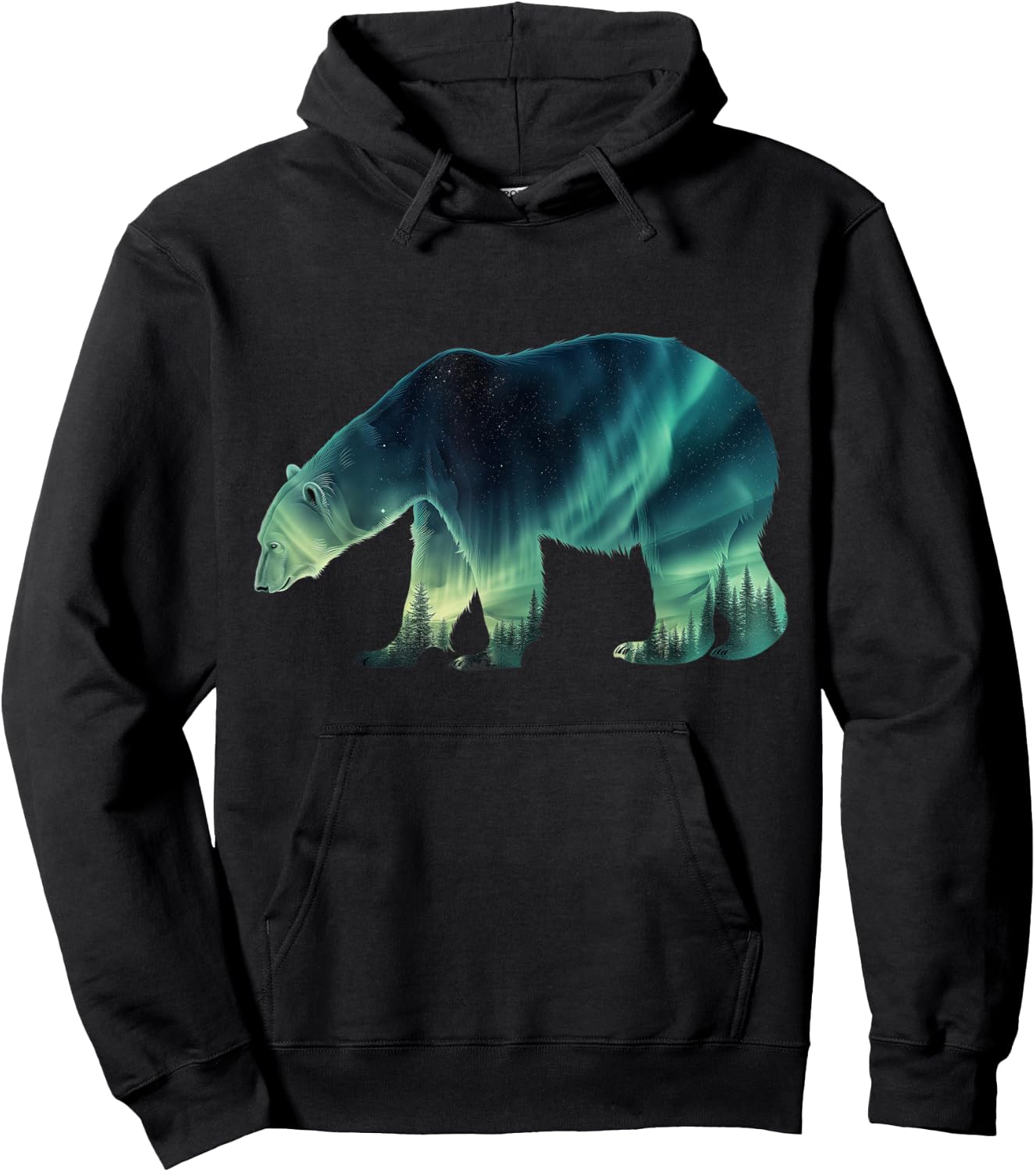 Polar Bear Northern Light Winter Arctic Nature Lover Hoodie - Hoodie | Black