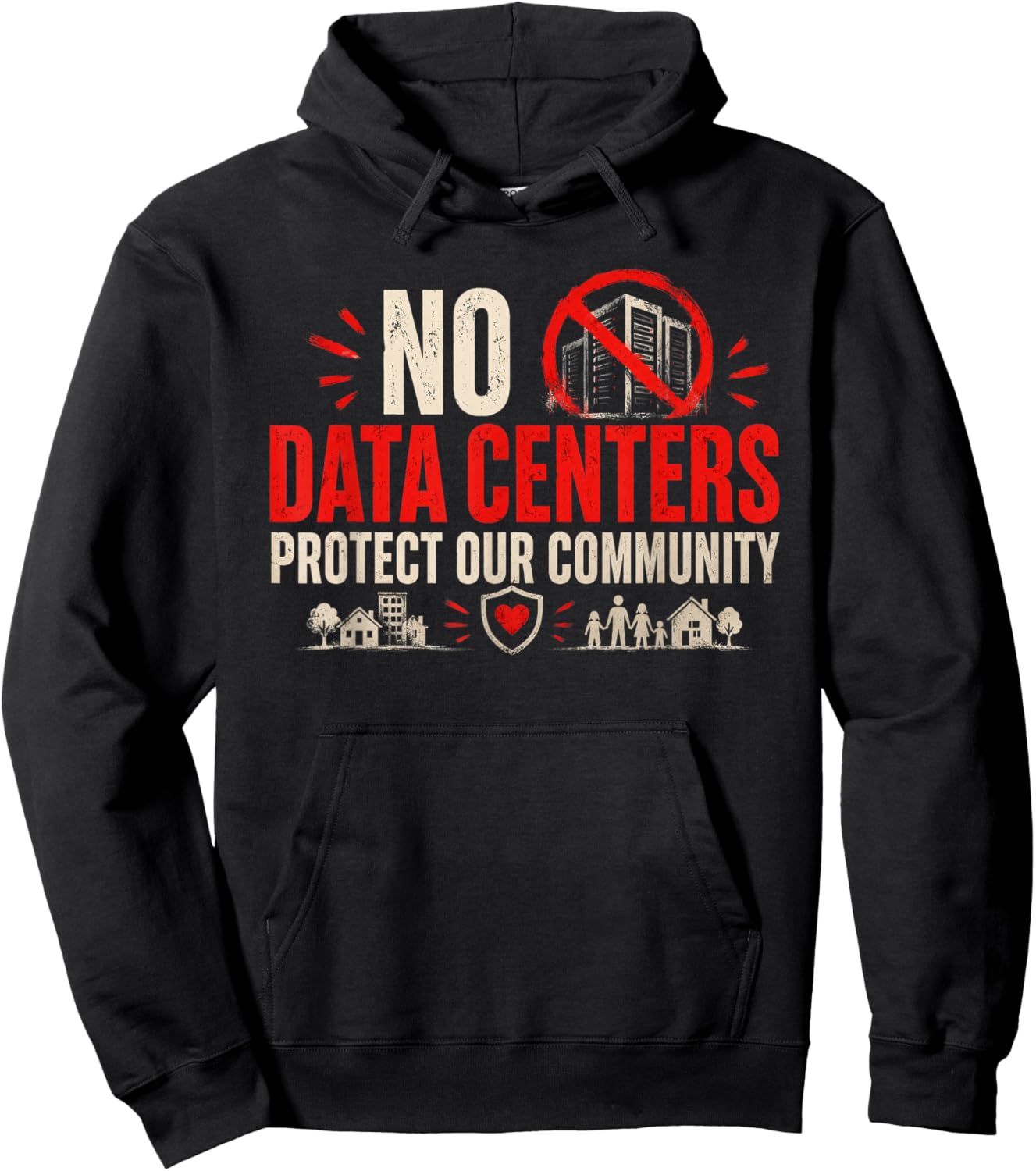 No Data Centers Protect Our Community Retro Hoodie - Hoodie | Black