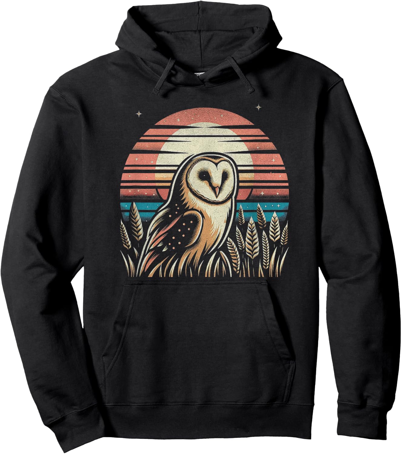 Retro Sunset Barn Owl Graphic Art Design And Men Hoodie - Hoodie | Black