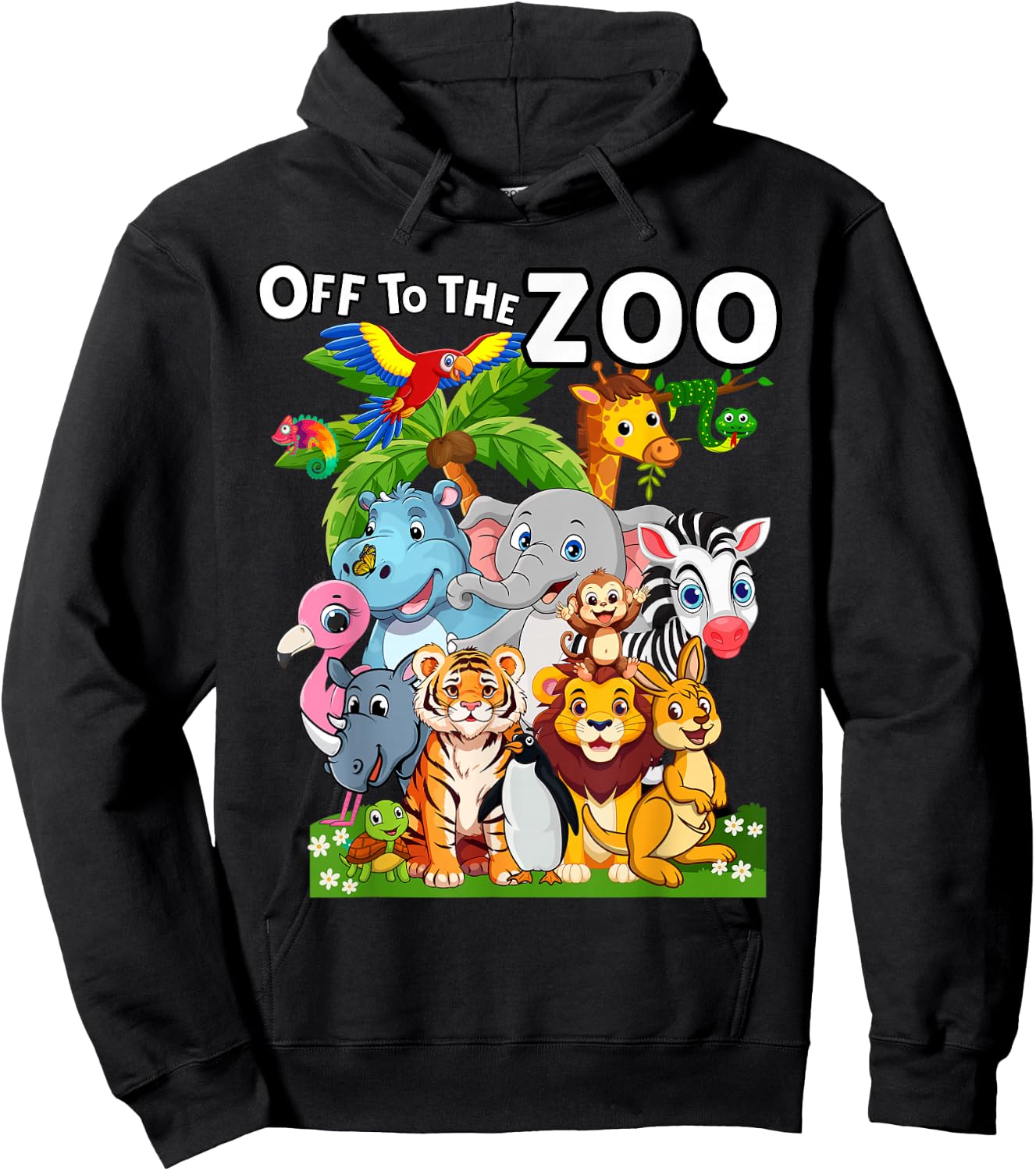 15 Animals Wildlife Birthday Party Safari Off To The Zoo Hoodie - Hoodie | Black
