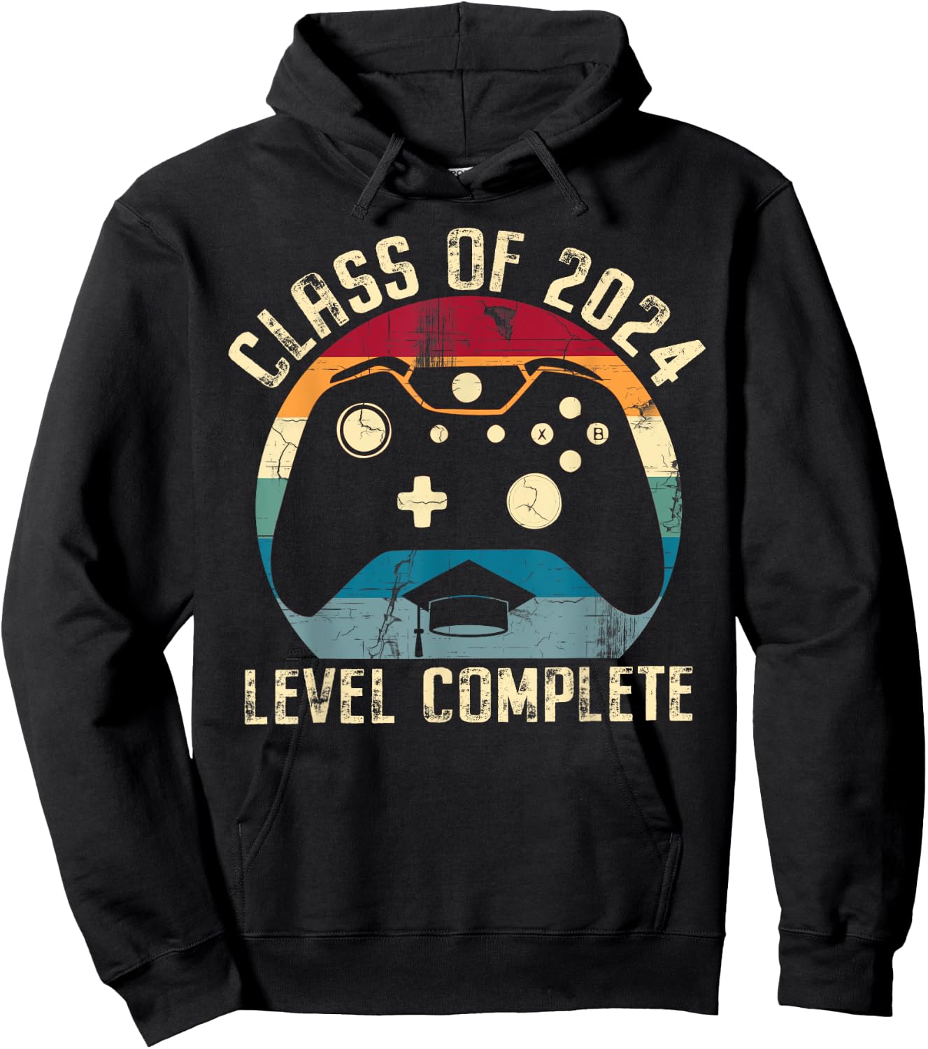 Class Of 2024 Level Complete Senior Graduation Gamer Grad Hoodie - Hoodie | Black