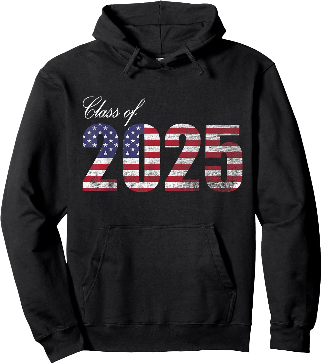Senior 2025 American Flag USA Graduation Class of 2025 Women Kids Men Hoodie - Hoodie | Black