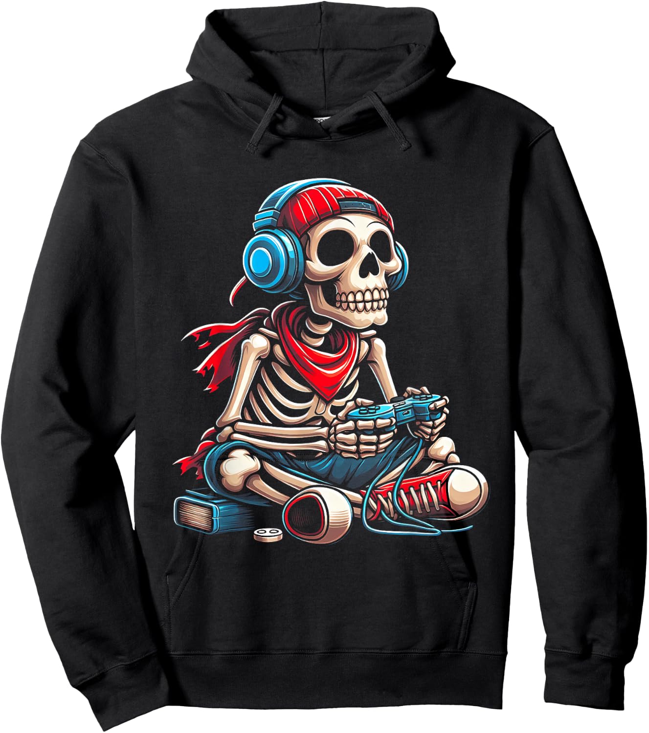 Halloween Skeleton Gamer Video Gaming Gamer E-Sport Player Hoodie - Hoodie | Black