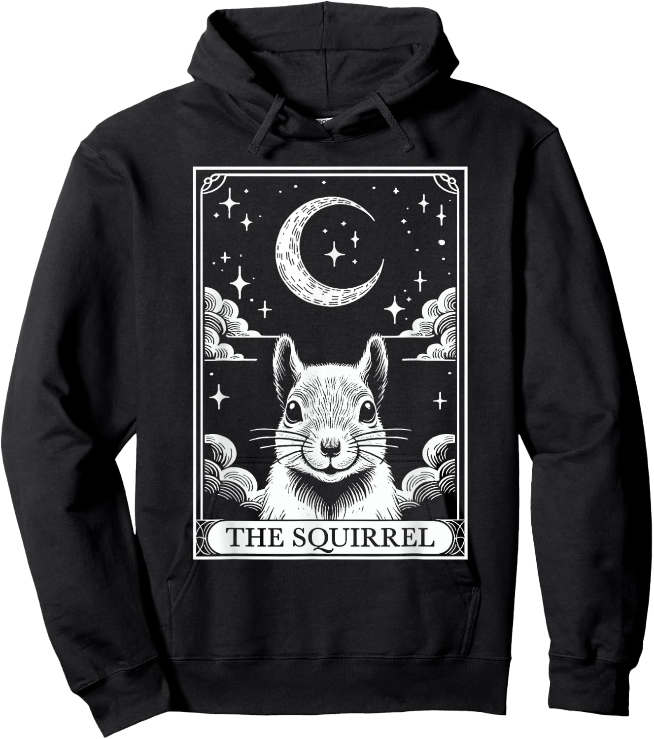 Tarot Card Vintage Crescent Moon Squirrel Animal Lovers Hoodie - Hoodie | Black