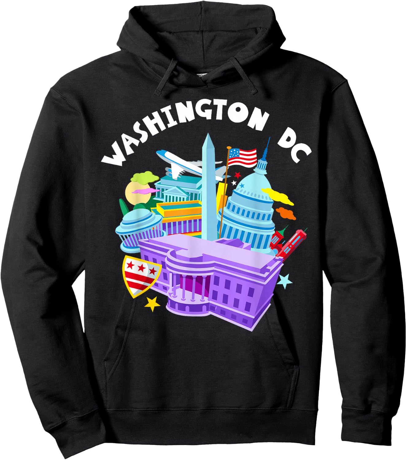 Washington D.C.Vacation Cherry Blossom White House Capitol Hoodie - Hoodie | Black