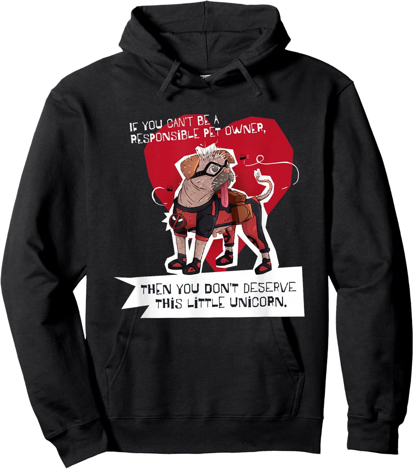 Marvel Deadpool & Wolverine Dogpool This Little Unicorn Logo Hoodie - Hoodie | Black