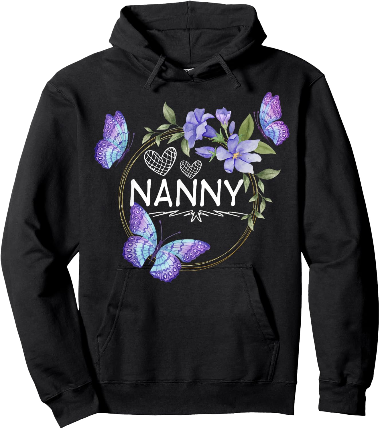 Nanny shirt with butterflies Mother's Day Hoodie - Hoodie | Black