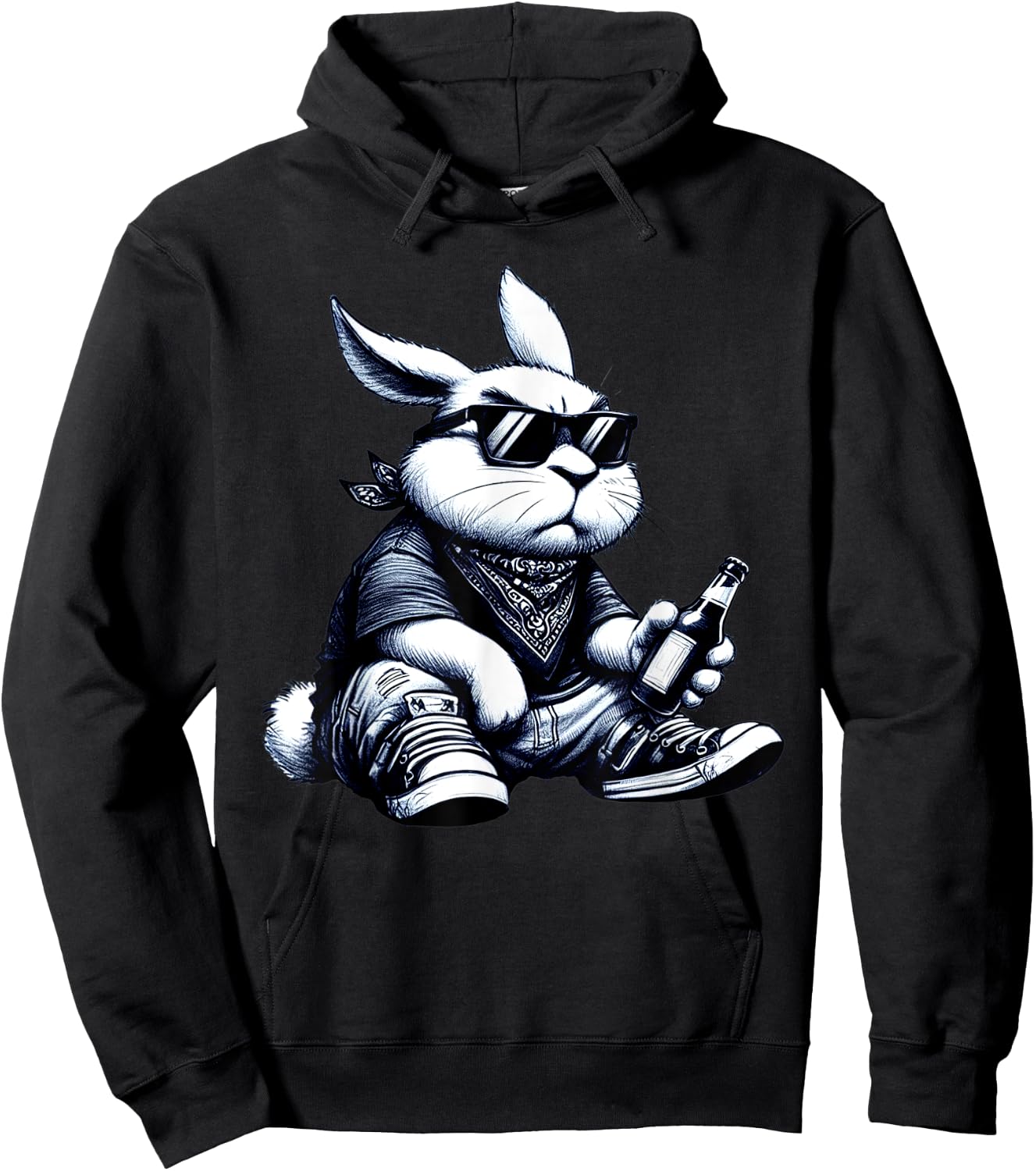 Thug Bunny With Beer Bunny Rabbit Gangster Rabbit Funny Hoodie - Hoodie | Black