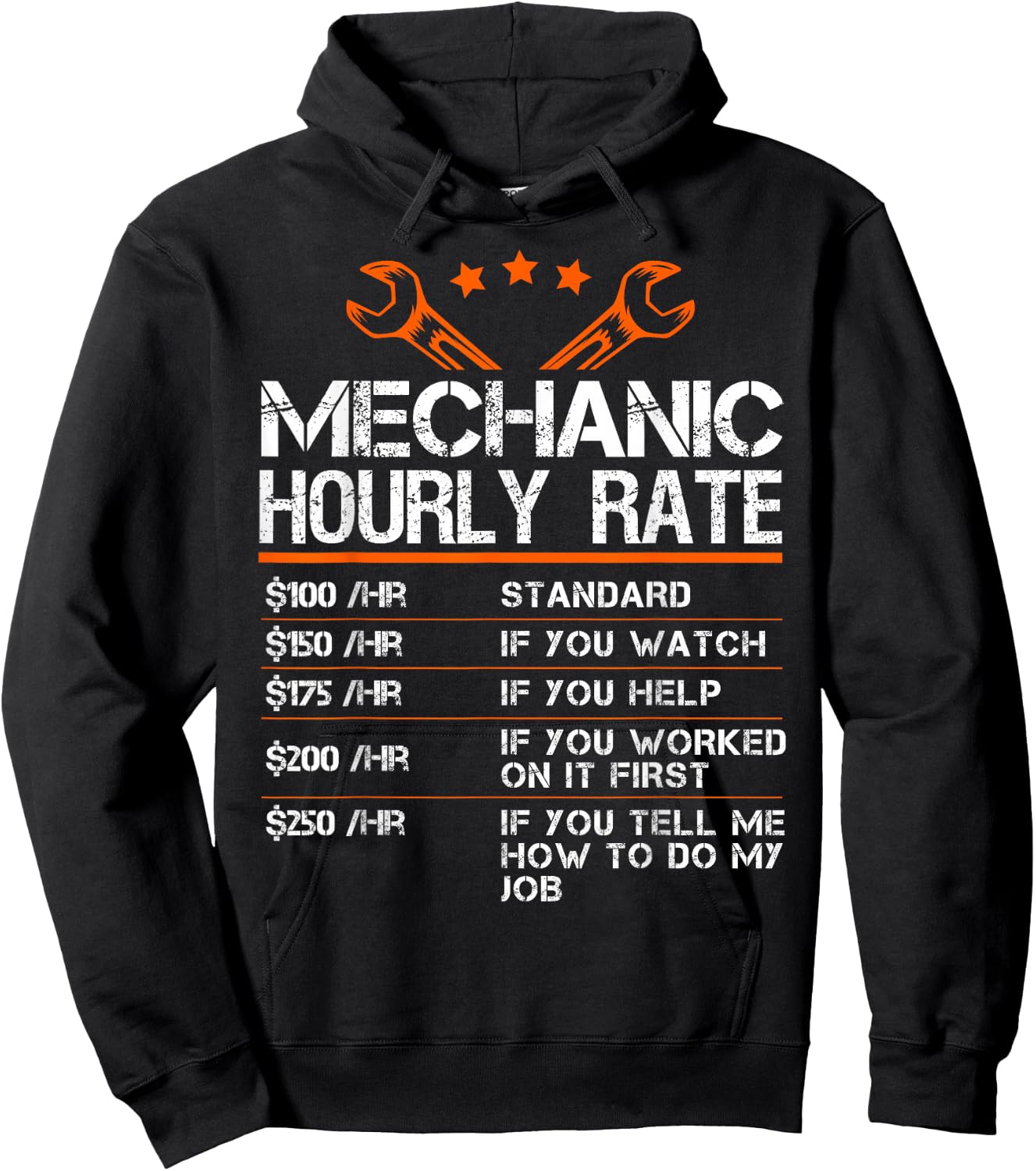 Funny Mechanic Hourly Rate Auto Car Mechanic Labor Rates Hoodie - Hoodie | Black
