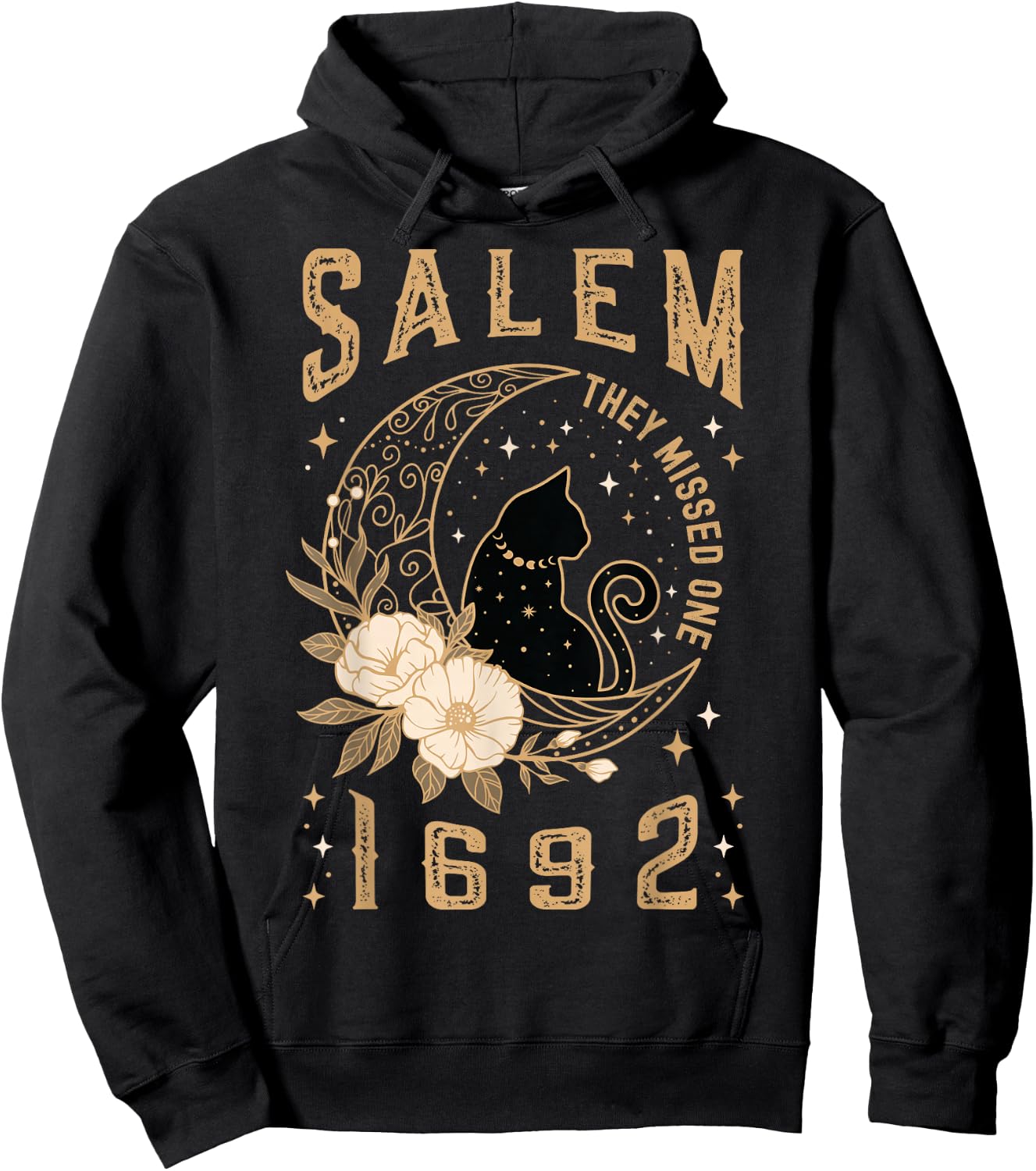 Salem 1692 They Missed One Witch Trial Black Cat Moon Witchy Hoodie - Hoodie | Black