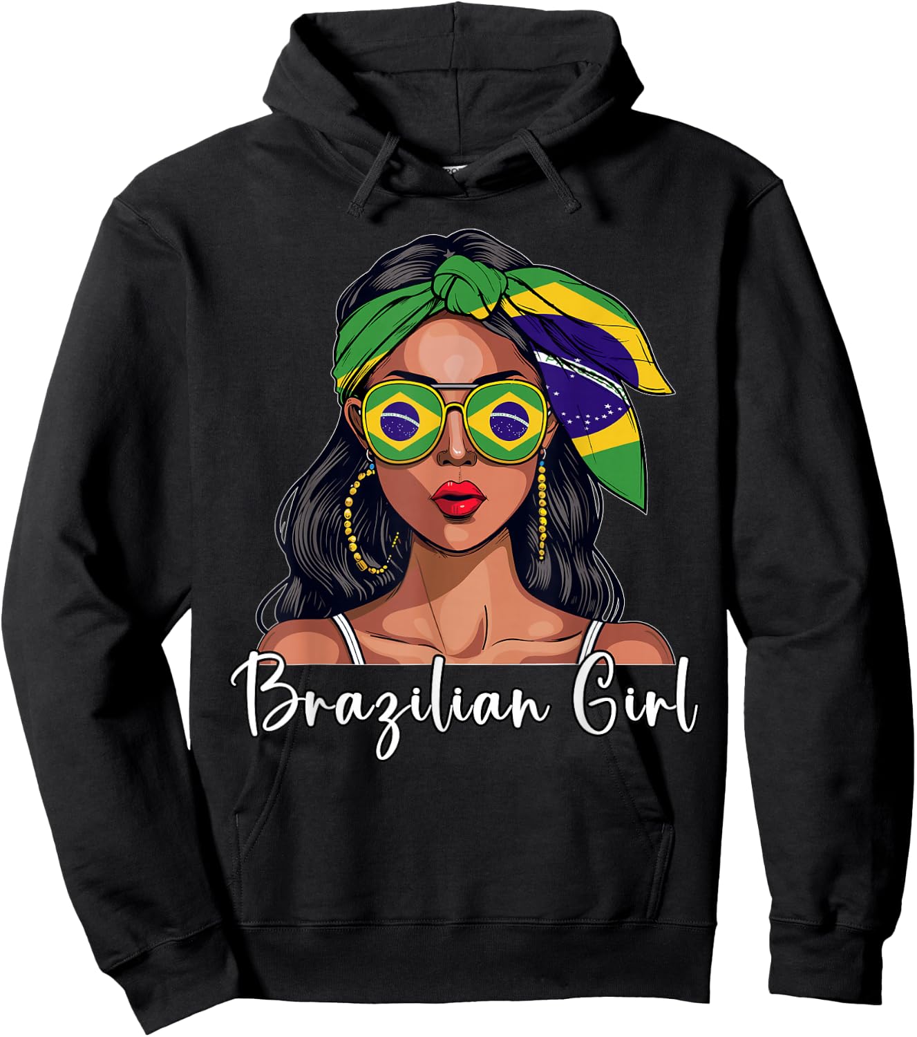 Brazilian Souvenirs Products Woman Flag Girl Brasil Hoodie - Hoodie | Black